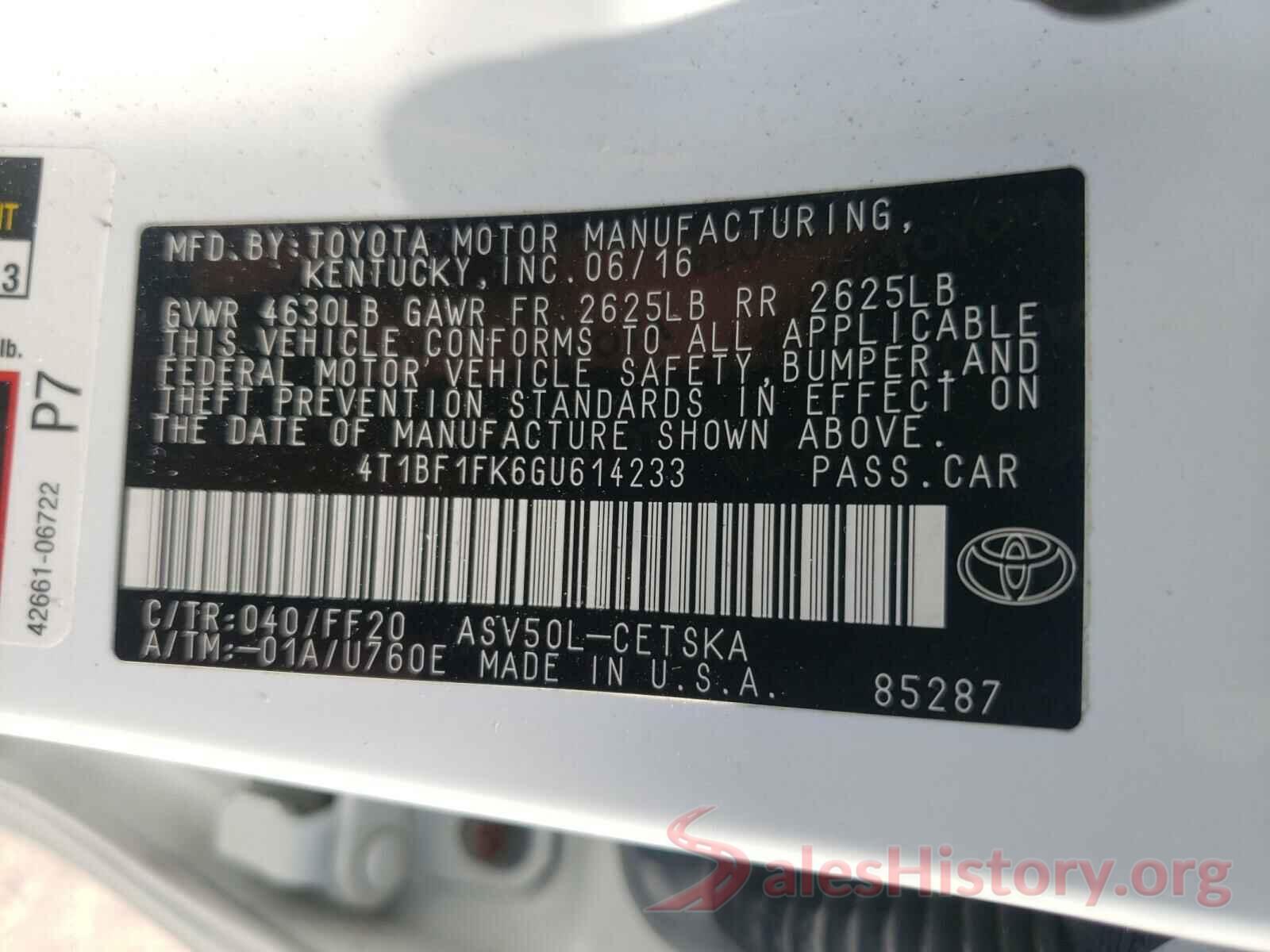 4T1BF1FK6GU614233 2016 TOYOTA CAMRY