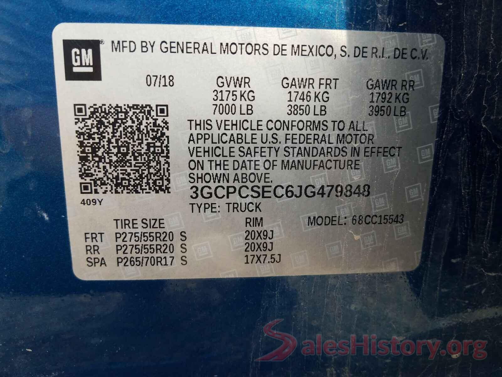 3GCPCSEC6JG479848 2018 CHEVROLET SILVERADO