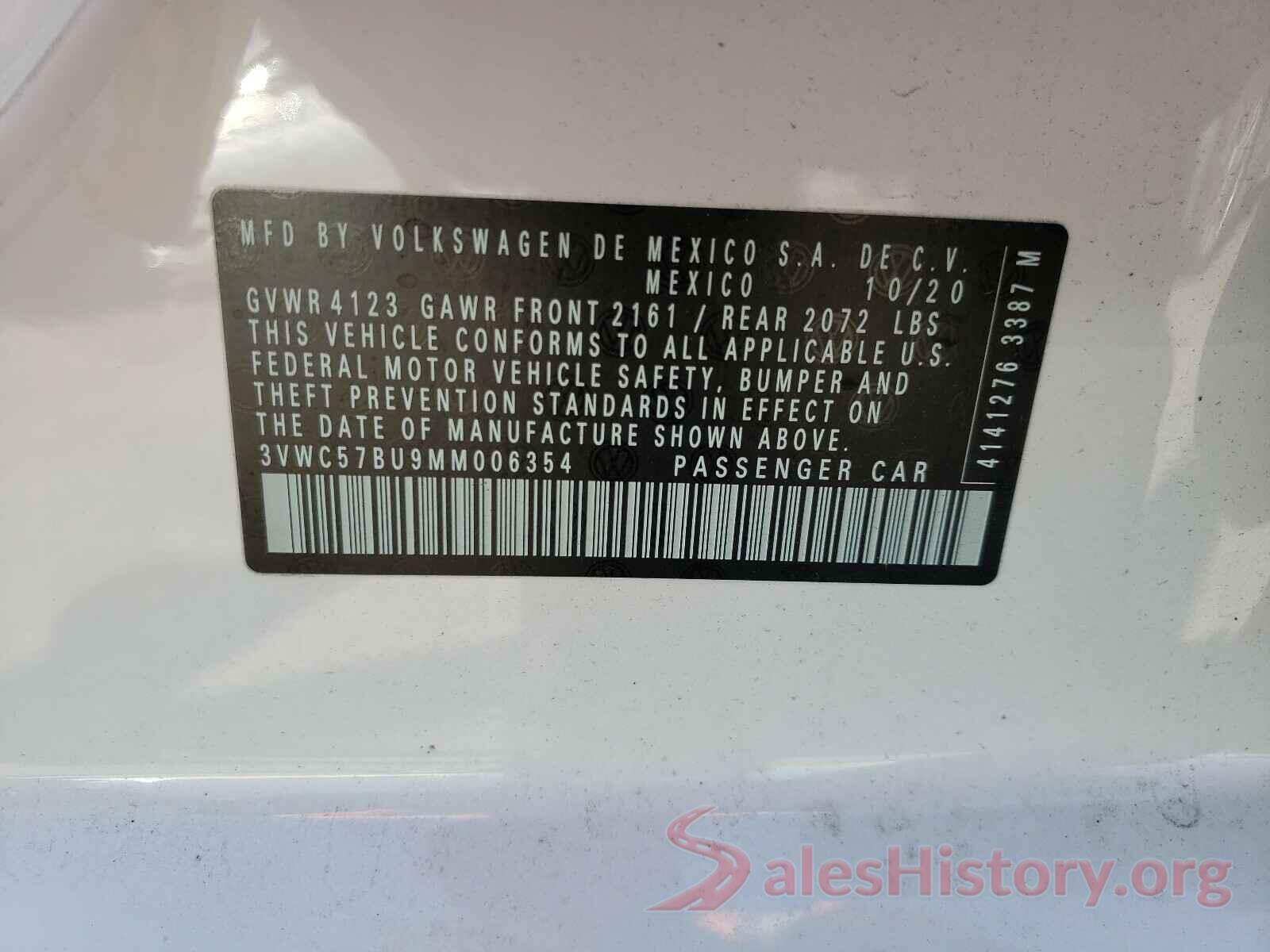 3VWC57BU9MM006354 2021 VOLKSWAGEN JETTA