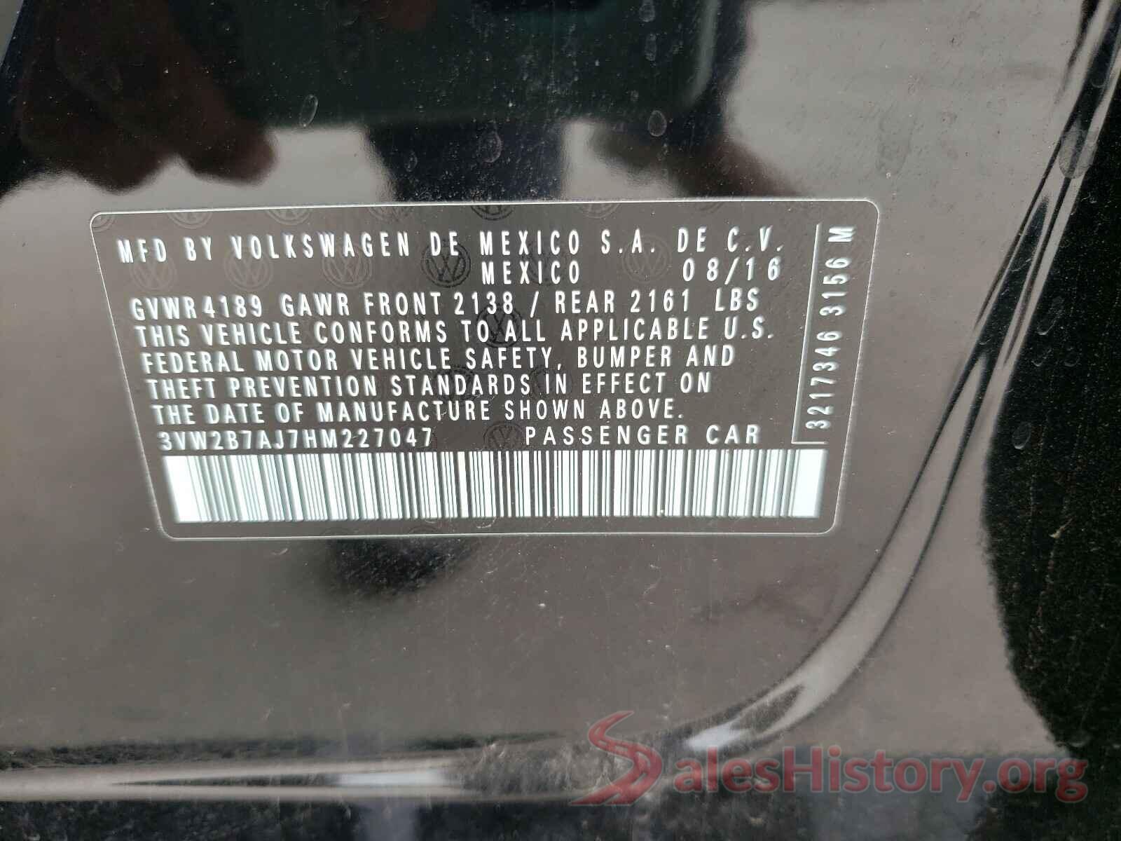 3VW2B7AJ7HM227047 2017 VOLKSWAGEN JETTA