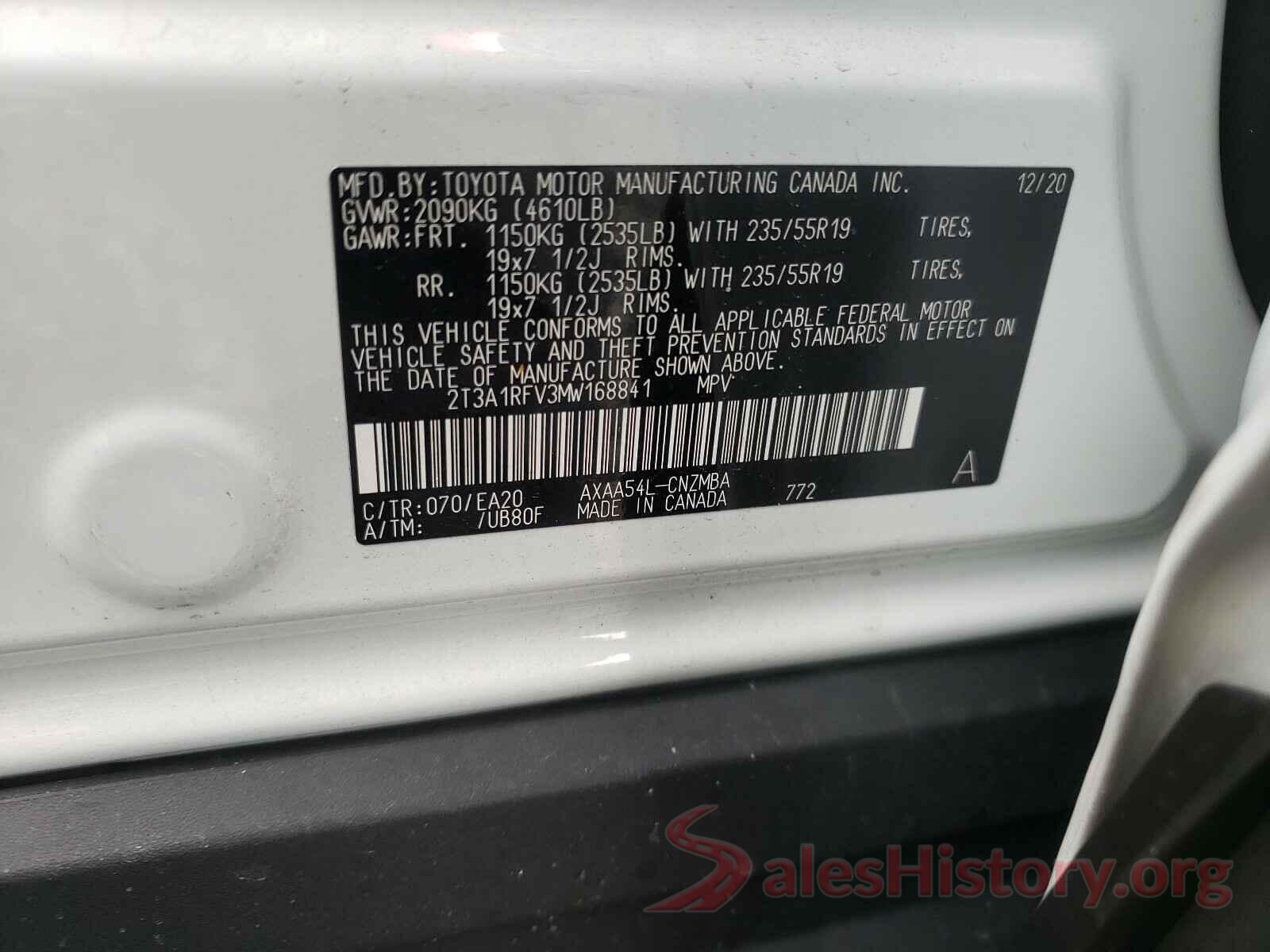 2T3A1RFV3MW168841 2021 TOYOTA RAV4