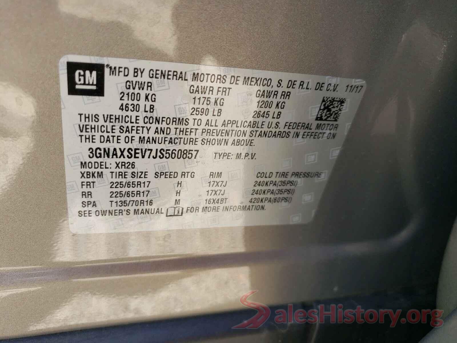 3GNAXSEV7JS560857 2018 CHEVROLET EQUINOX