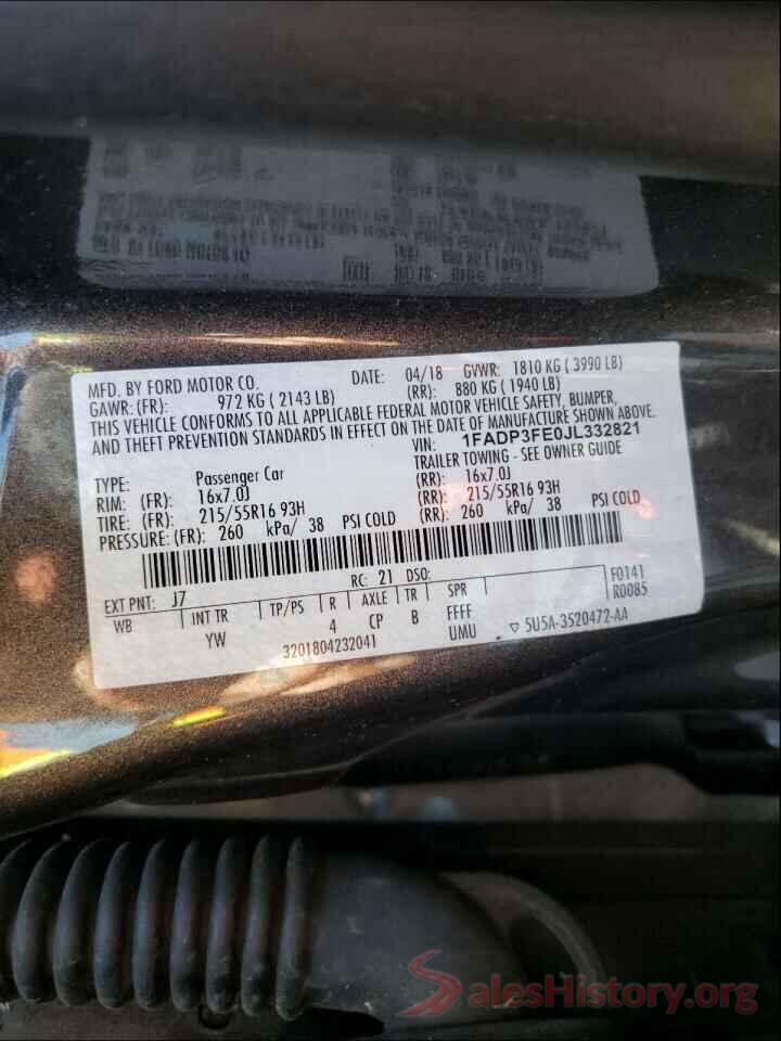 1FADP3FE0JL332821 2018 FORD FOCUS