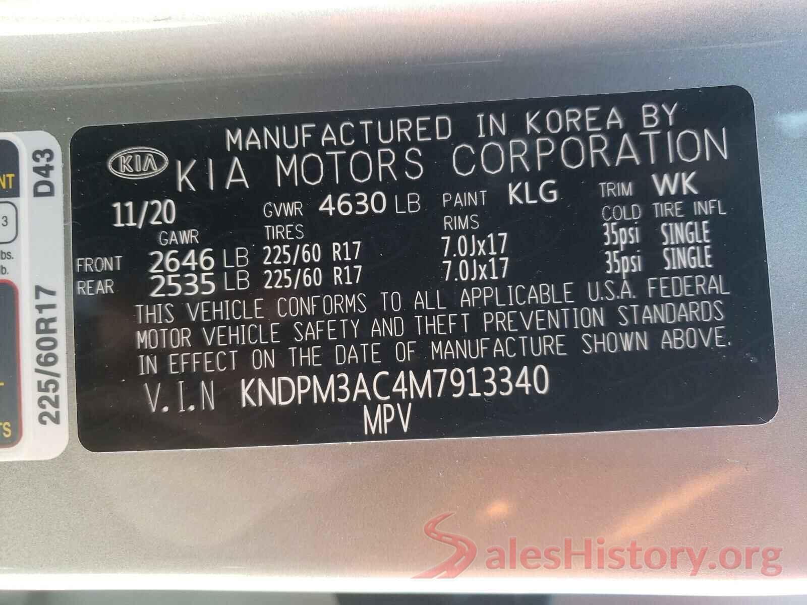 KNDPM3AC4M7913340 2021 KIA SPORTAGE