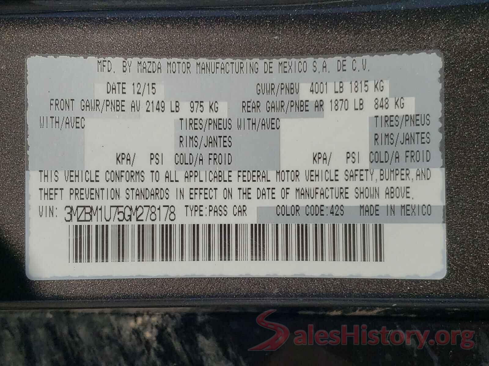 3MZBM1U75GM278178 2016 MAZDA 3