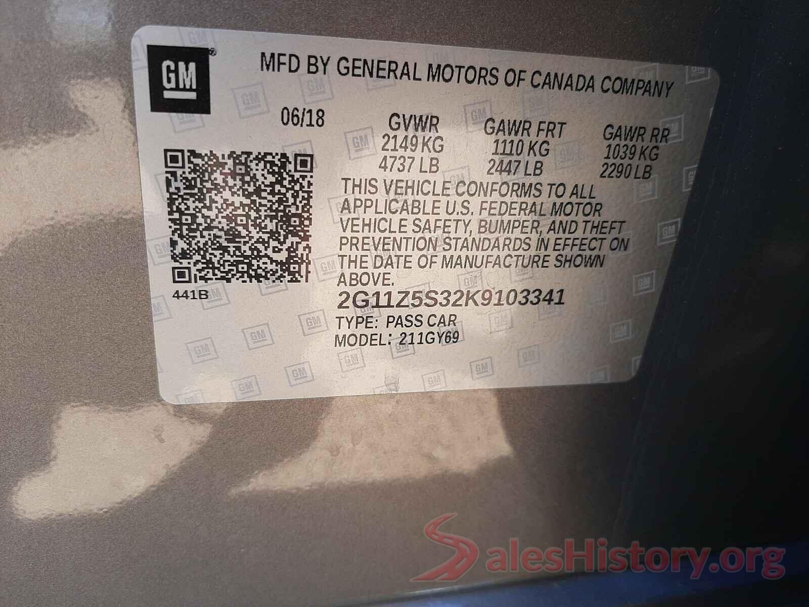 2G11Z5S32K9103341 2019 CHEVROLET IMPALA