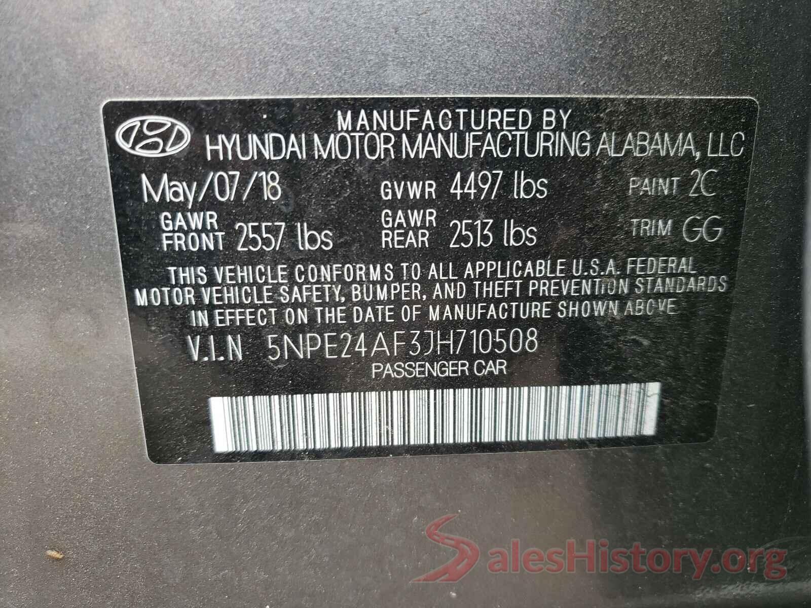 5NPE24AF3JH710508 2018 HYUNDAI SONATA