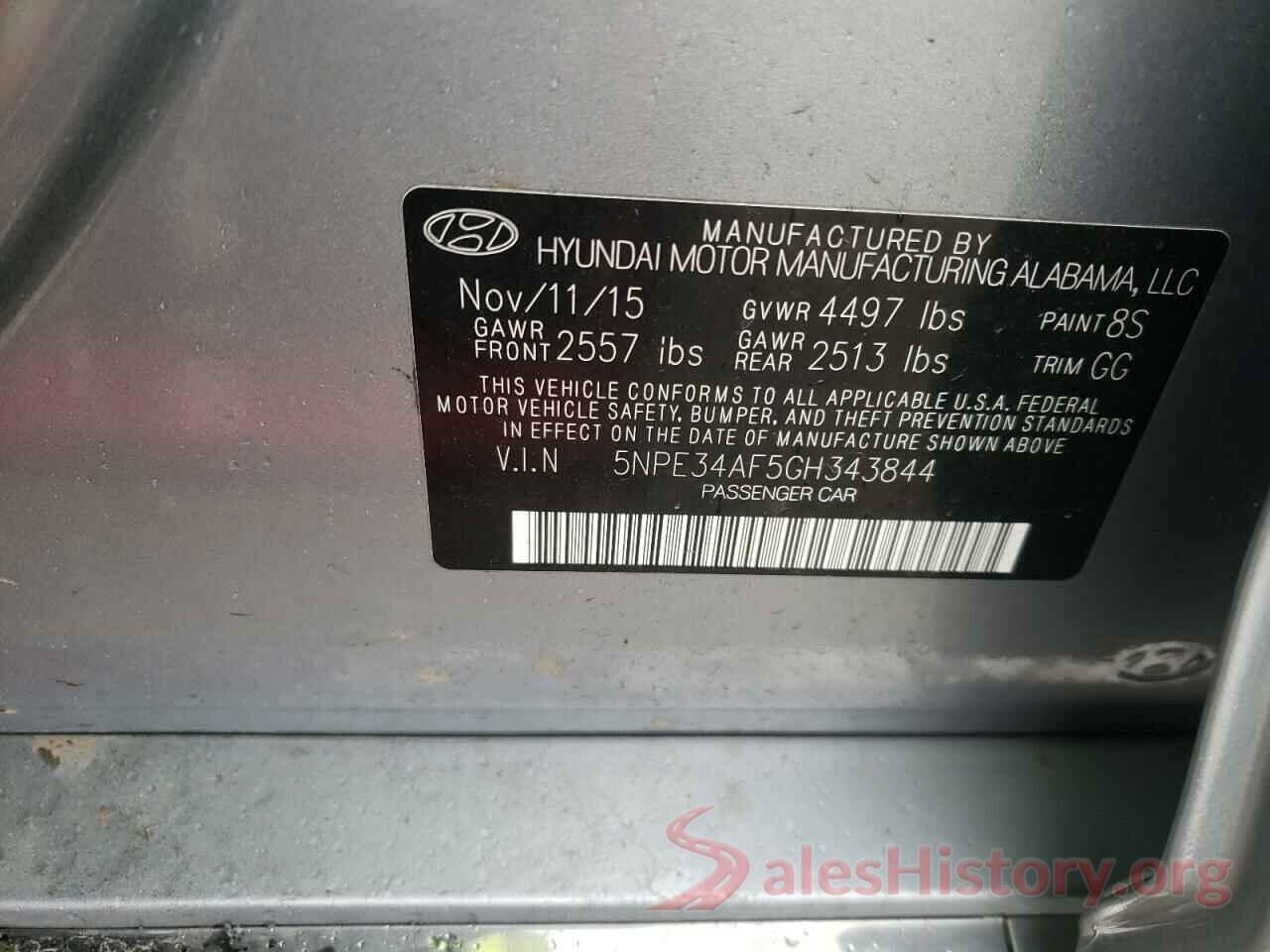 5NPE34AF5GH343844 2016 HYUNDAI SONATA