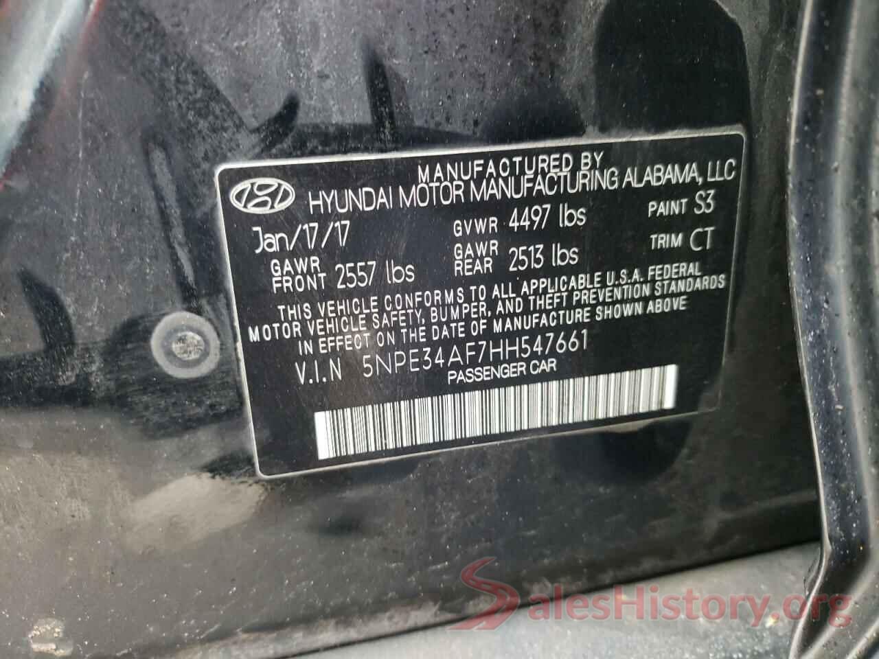 5NPE34AF7HH547661 2017 HYUNDAI SONATA