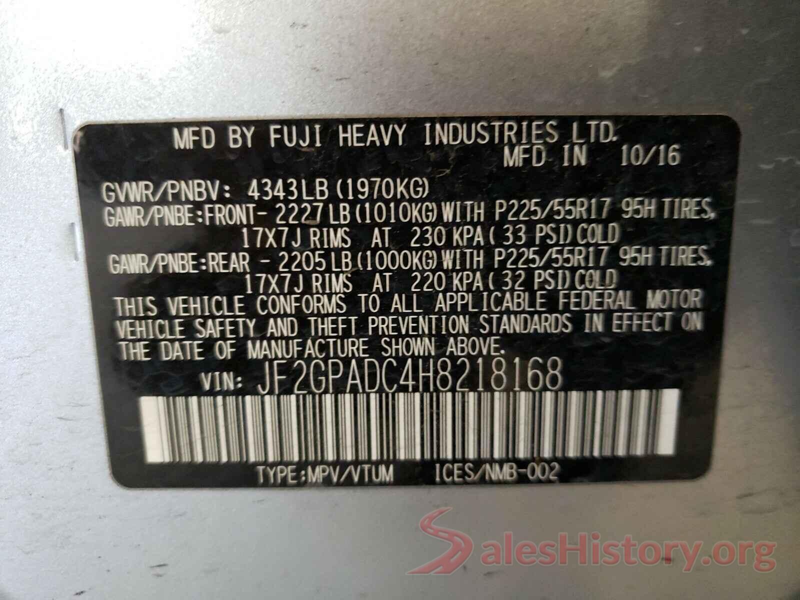 JF2GPADC4H8218168 2017 SUBARU CROSSTREK