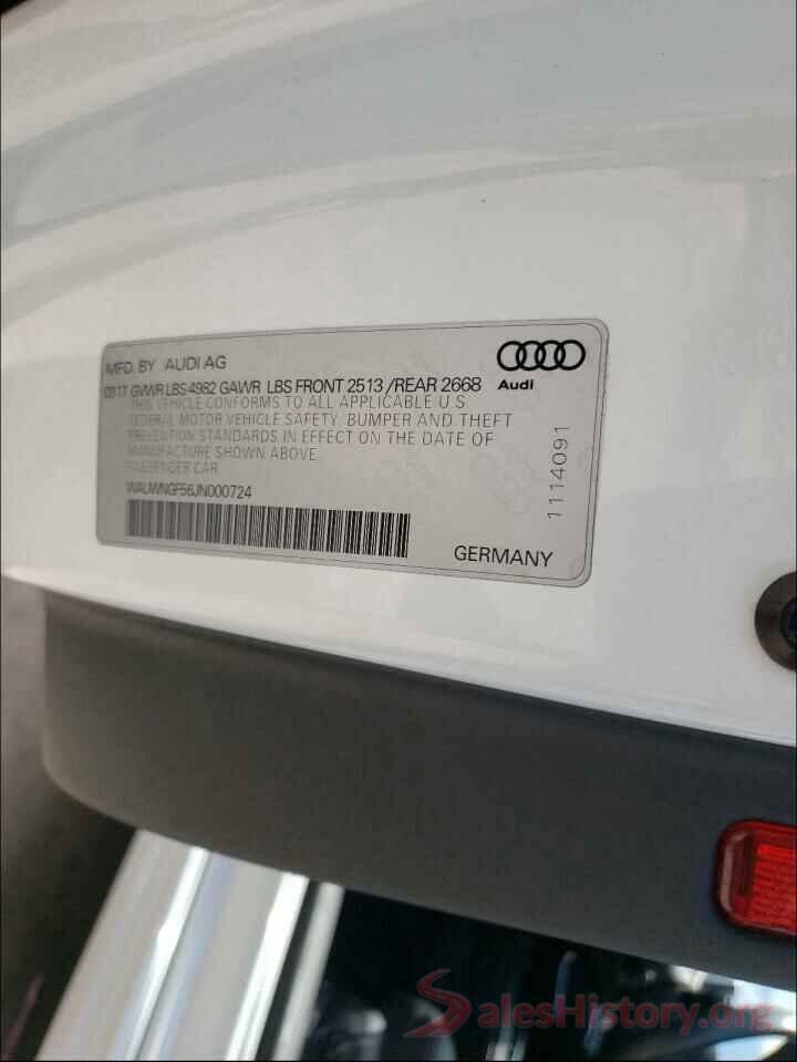 WAUWNGF56JN000724 2018 AUDI A5