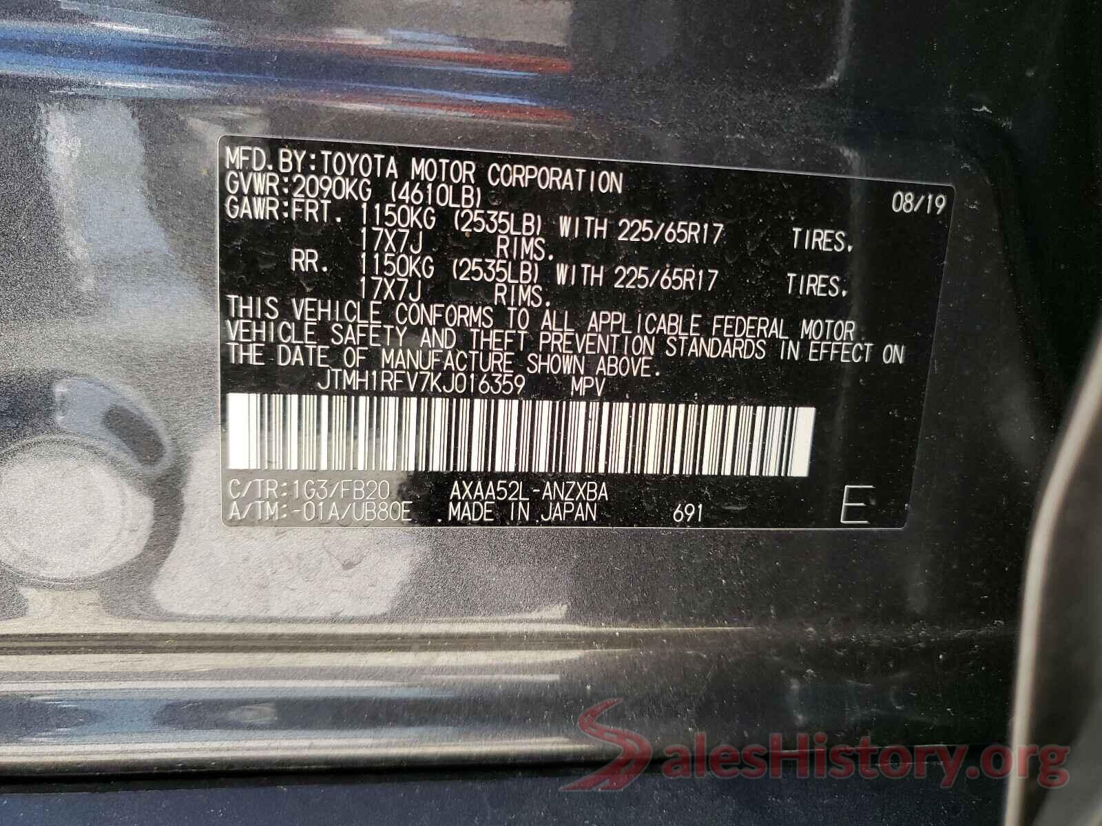 JTMH1RFV7KJ016359 2019 TOYOTA RAV4