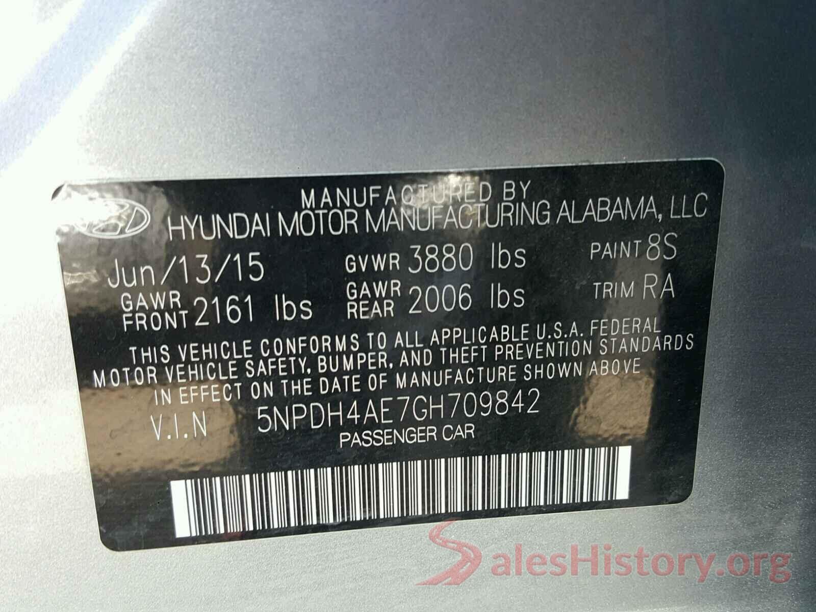 5NPDH4AE7GH709842 2016 HYUNDAI ELANTRA