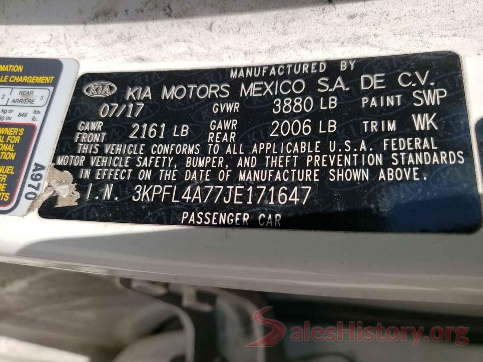 3KPFL4A77JE171647 2018 KIA FORTE