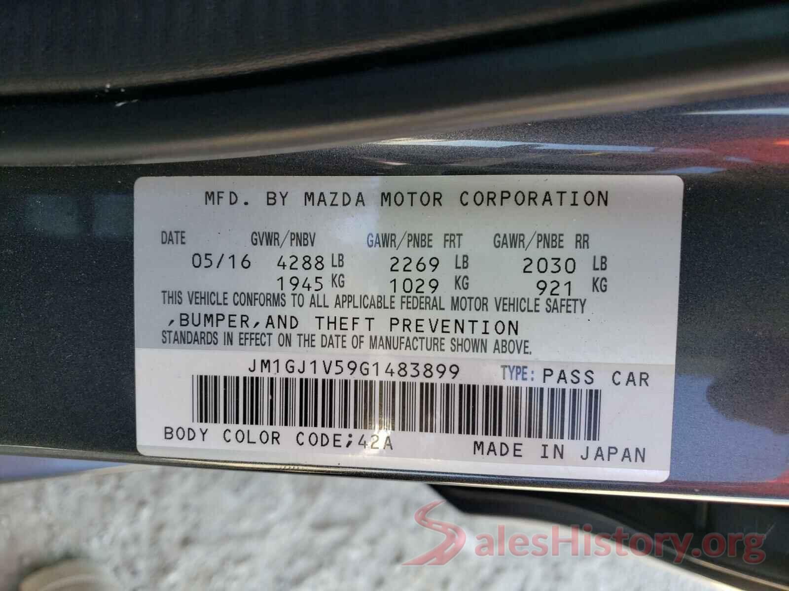 JM1GJ1V59G1483899 2016 MAZDA 6