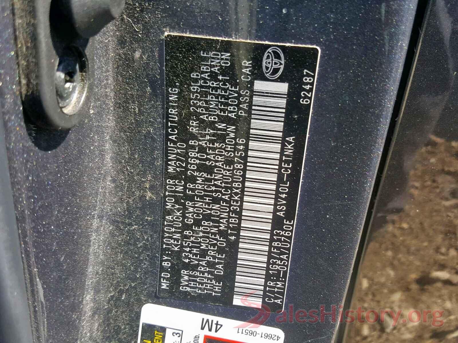 4T1BF3EKXBU687546 2011 TOYOTA CAMRY BASE