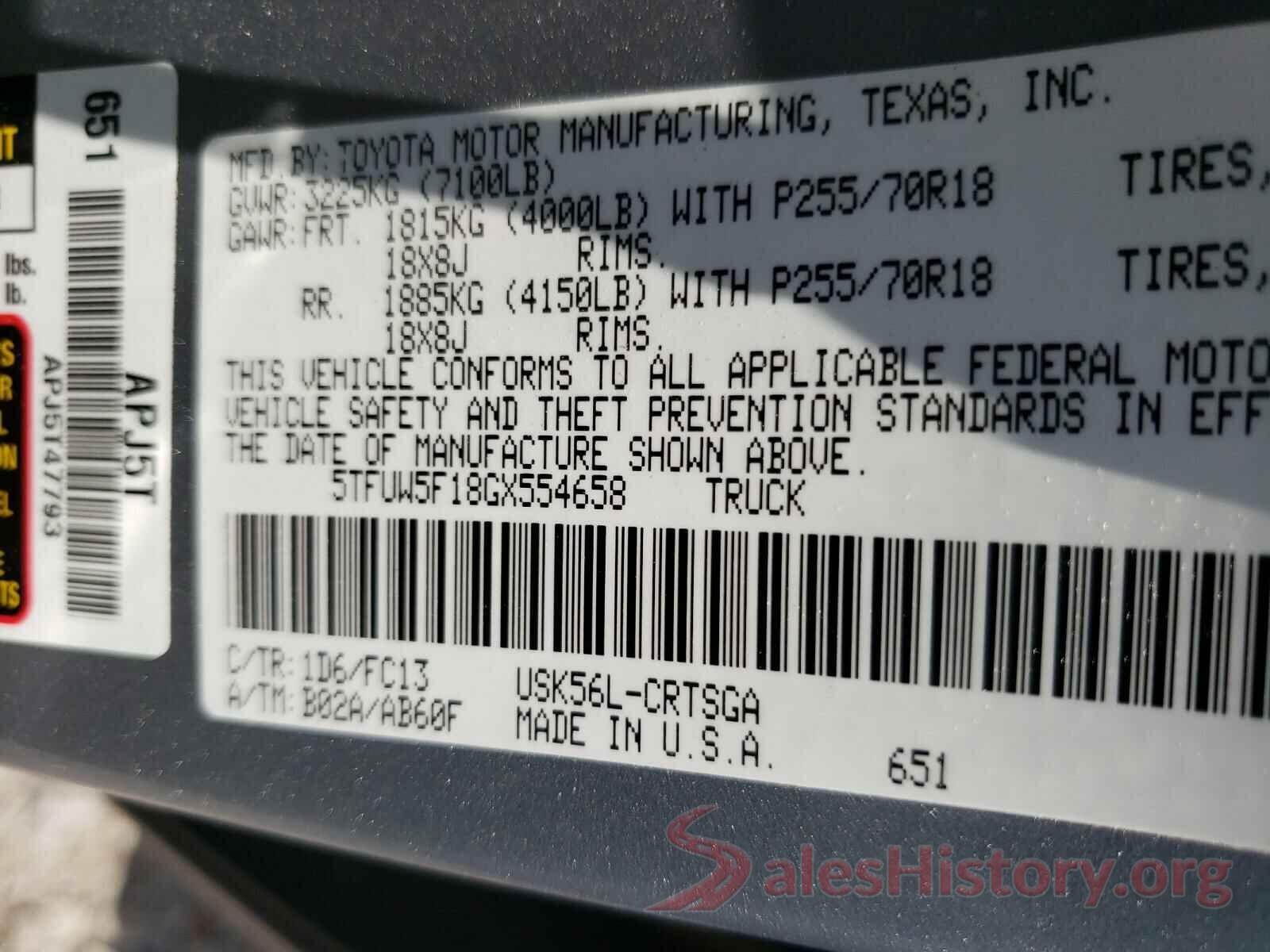 5TFUW5F18GX554658 2016 TOYOTA TUNDRA