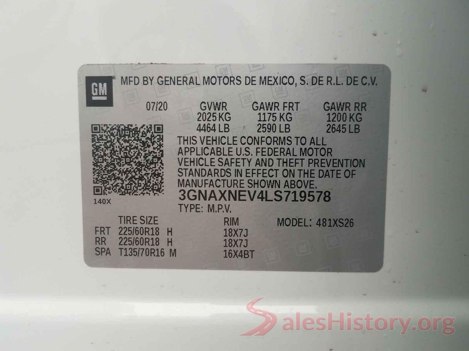 3GNAXNEV4LS719578 2020 CHEVROLET EQUINOX