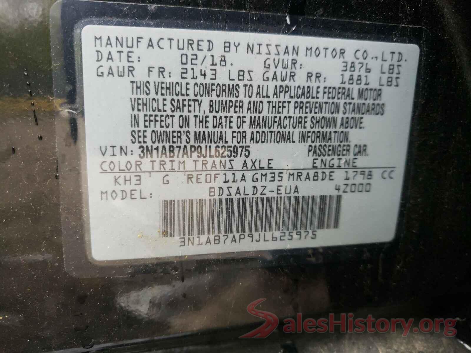 3N1AB7AP9JL625975 2018 NISSAN SENTRA