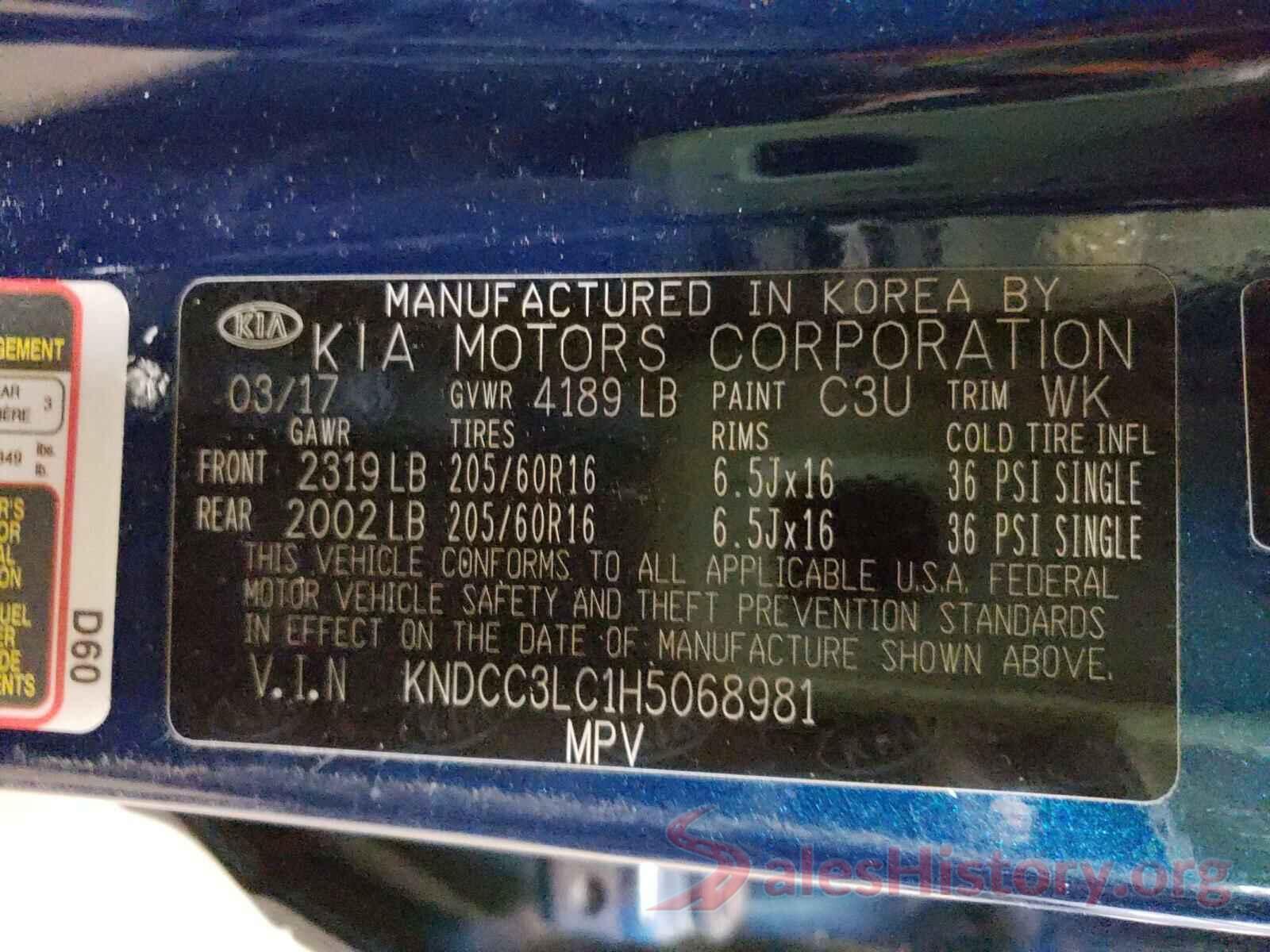 KNDCC3LC1H5068981 2017 KIA NIRO