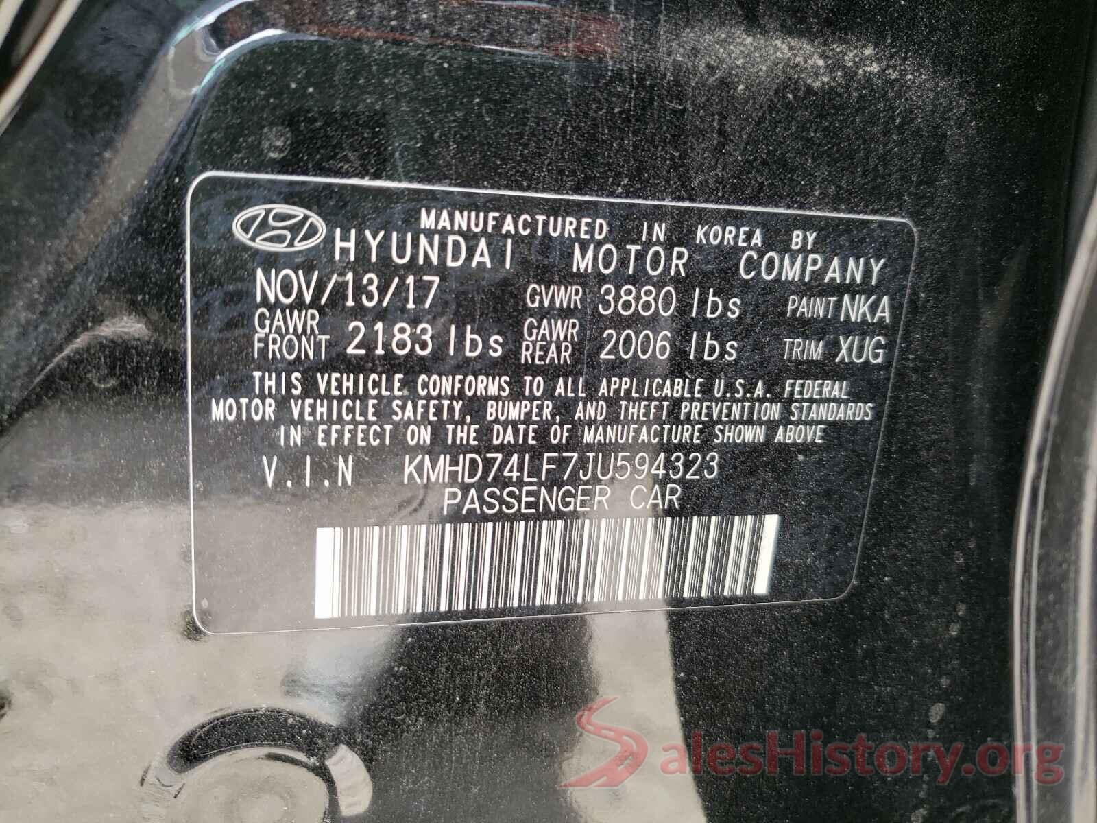 KMHD74LF7JU594323 2018 HYUNDAI ELANTRA