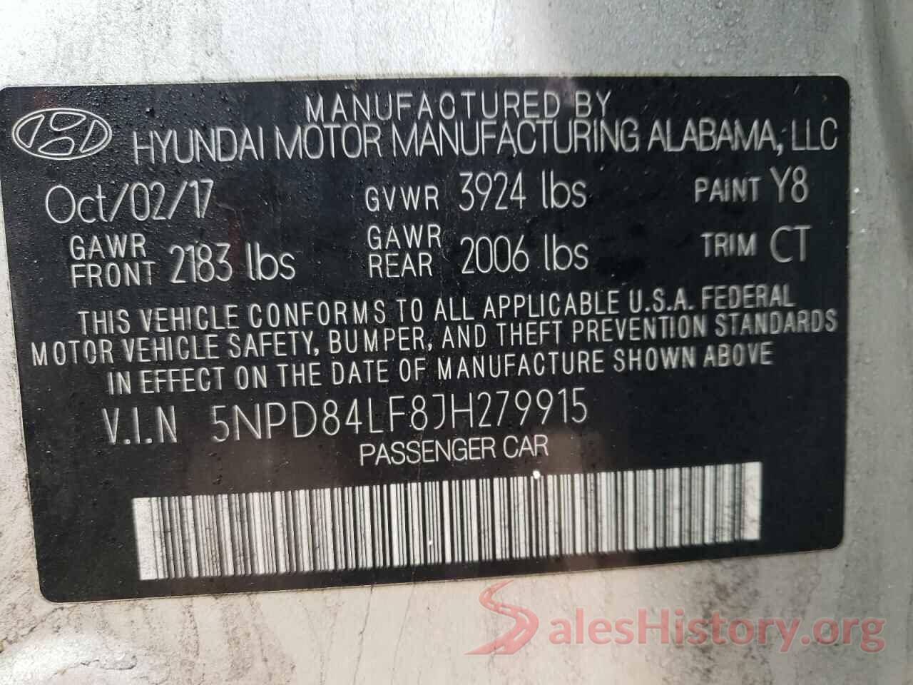 5NPD84LF8JH279915 2018 HYUNDAI ELANTRA