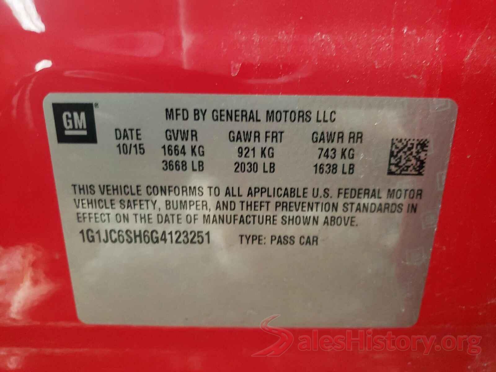 1G1JC6SH6G4123251 2016 CHEVROLET SONIC