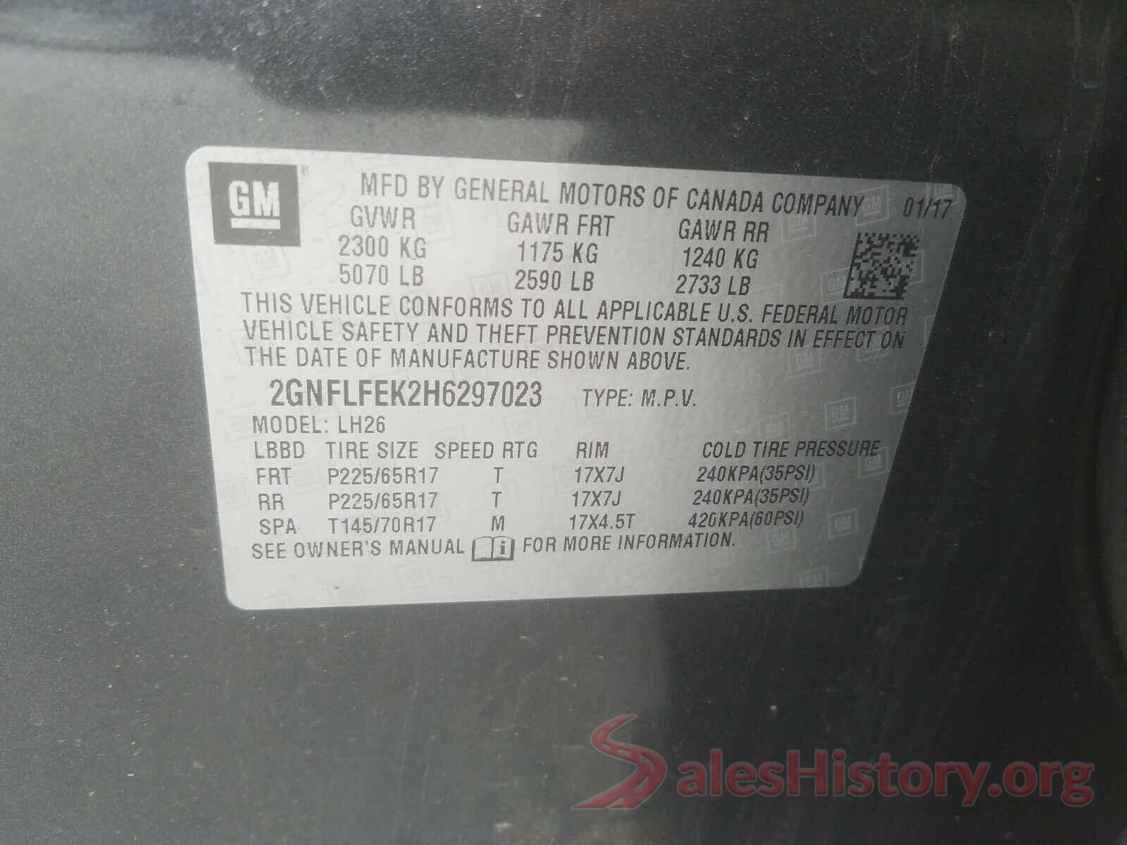 2GNFLFEK2H6297023 2017 CHEVROLET EQUINOX