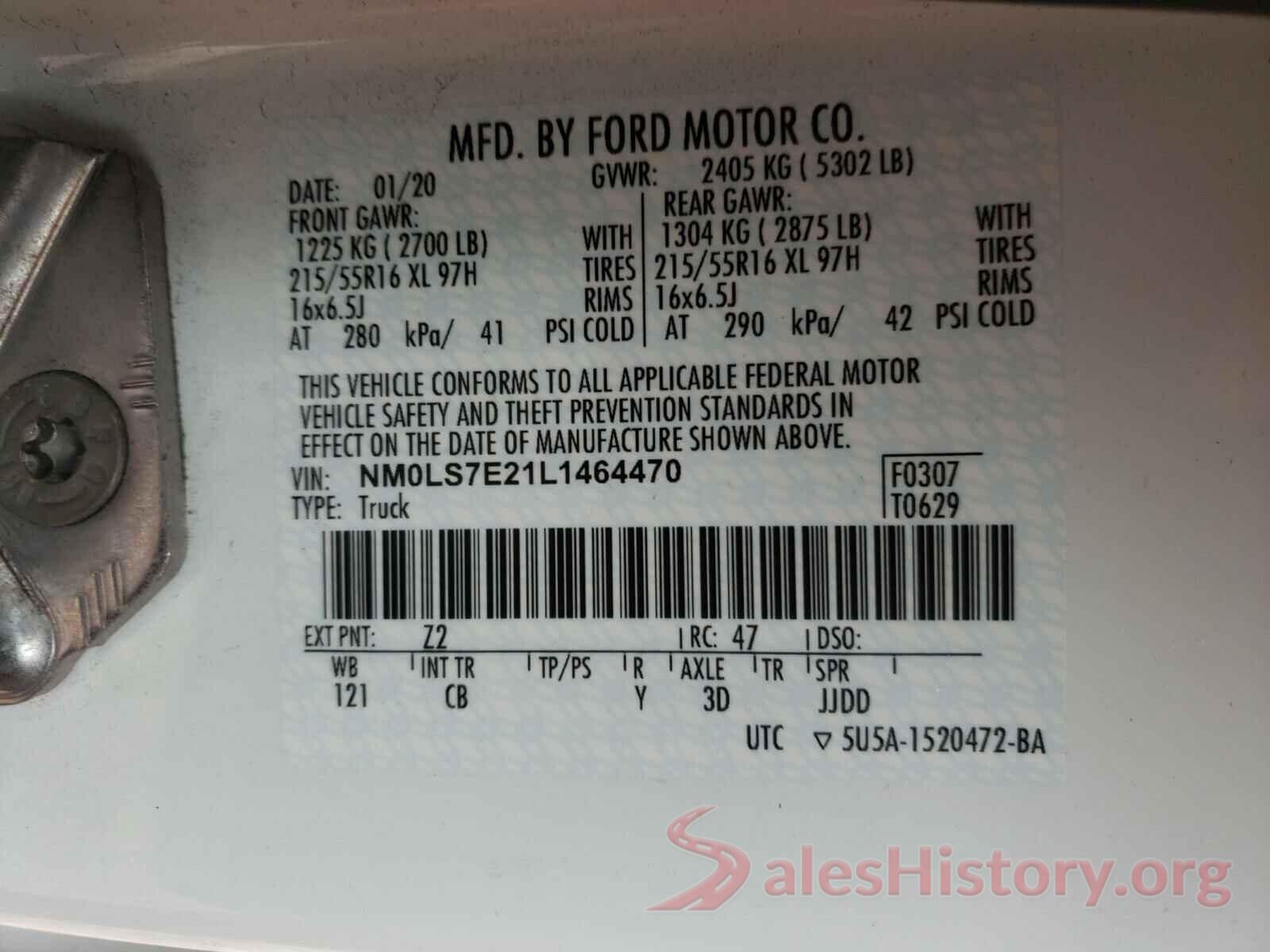 NM0LS7E21L1464470 2020 FORD TRANSIT CO