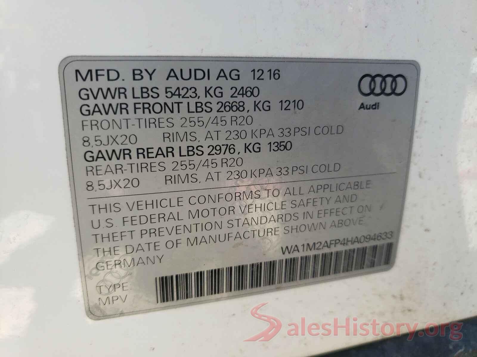 WA1M2AFP4HA094633 2017 AUDI Q5