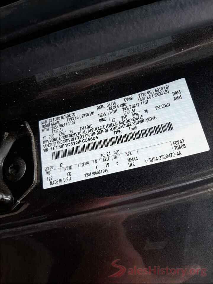 1FTMF1C81GFC55805 2016 FORD F150