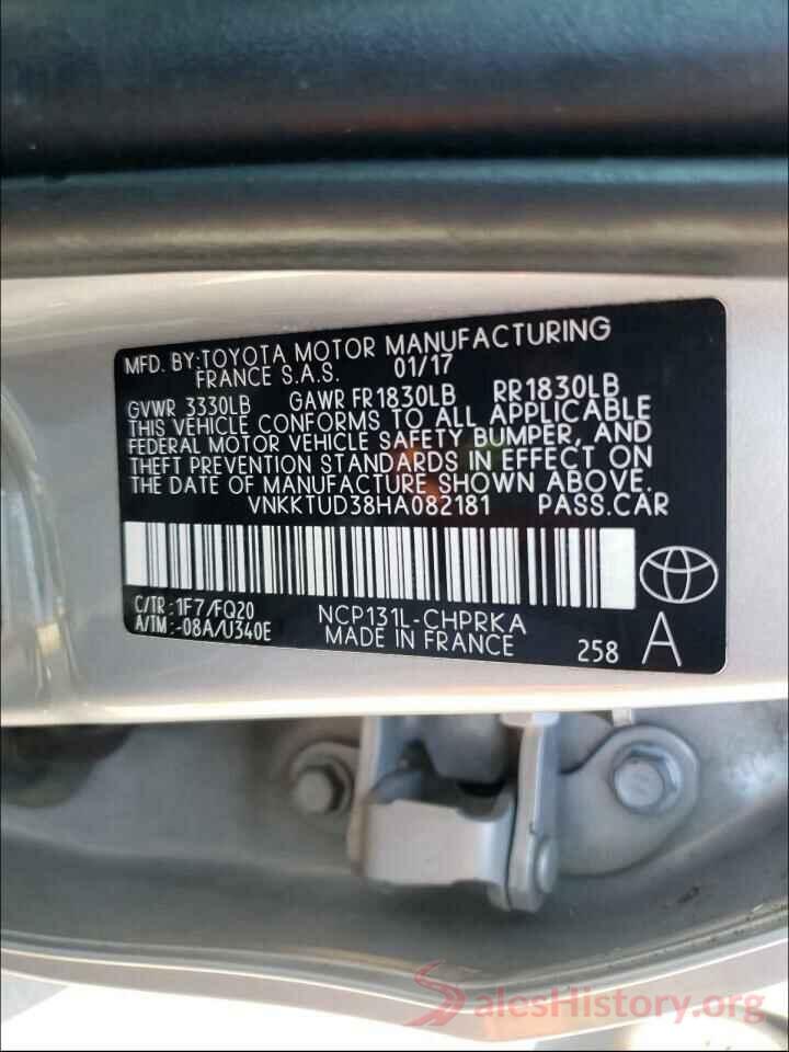 VNKKTUD38HA082181 2017 TOYOTA YARIS