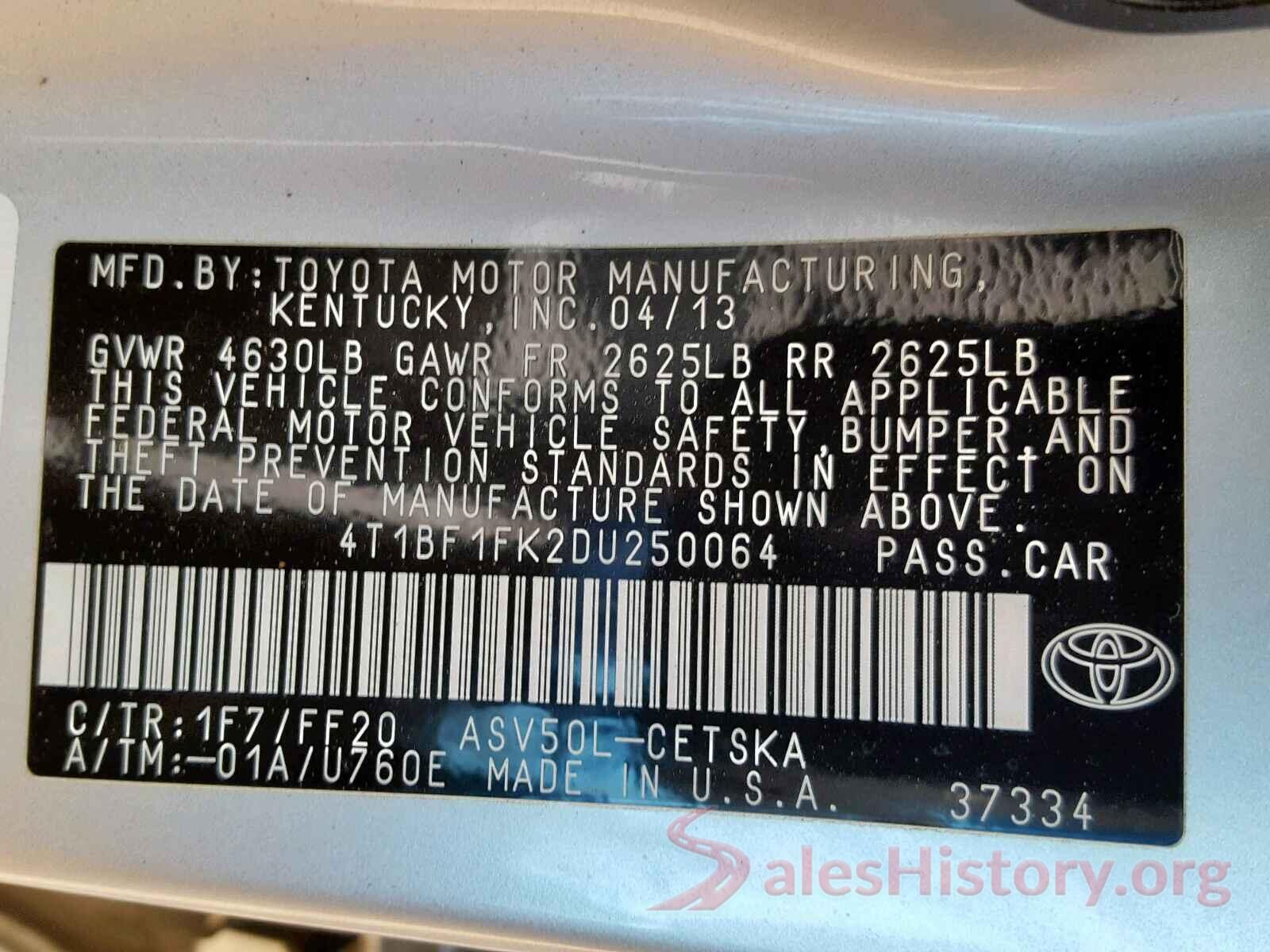 4T1BF1FK2DU250064 2013 TOYOTA CAMRY