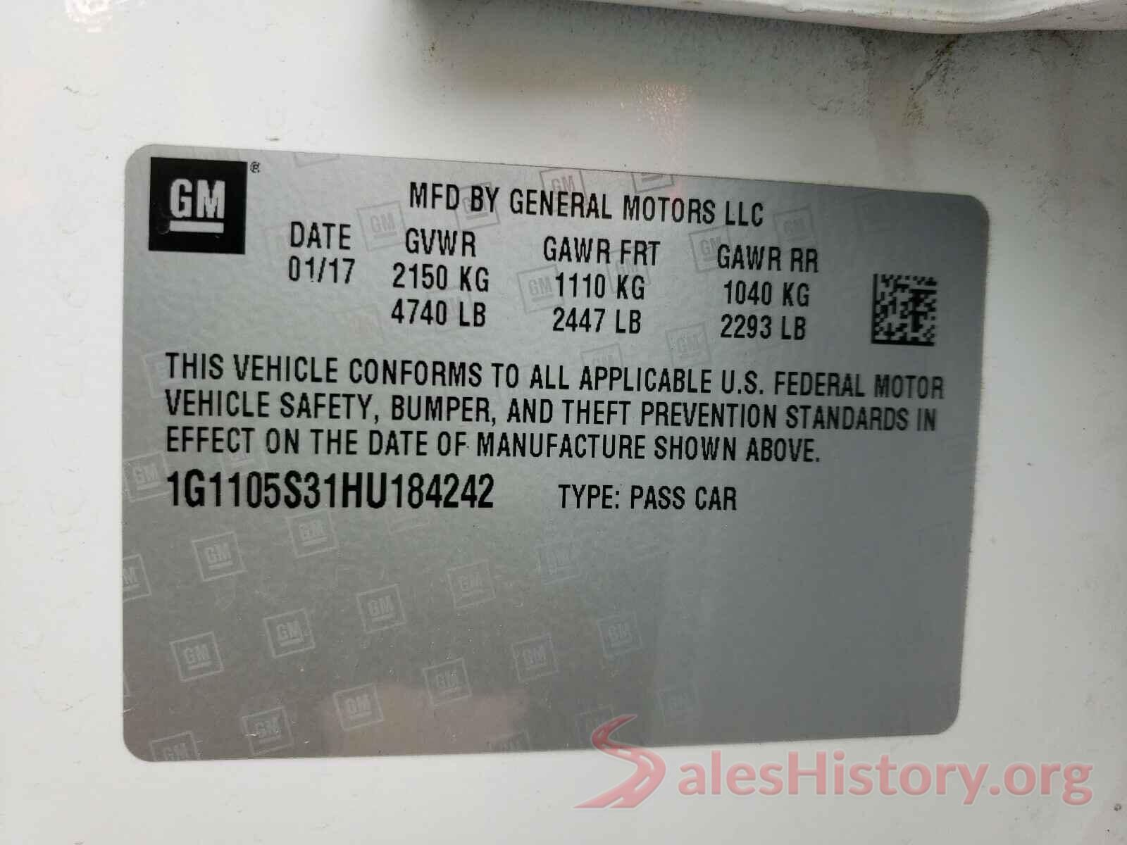 1G1105S31HU184242 2017 CHEVROLET IMPALA