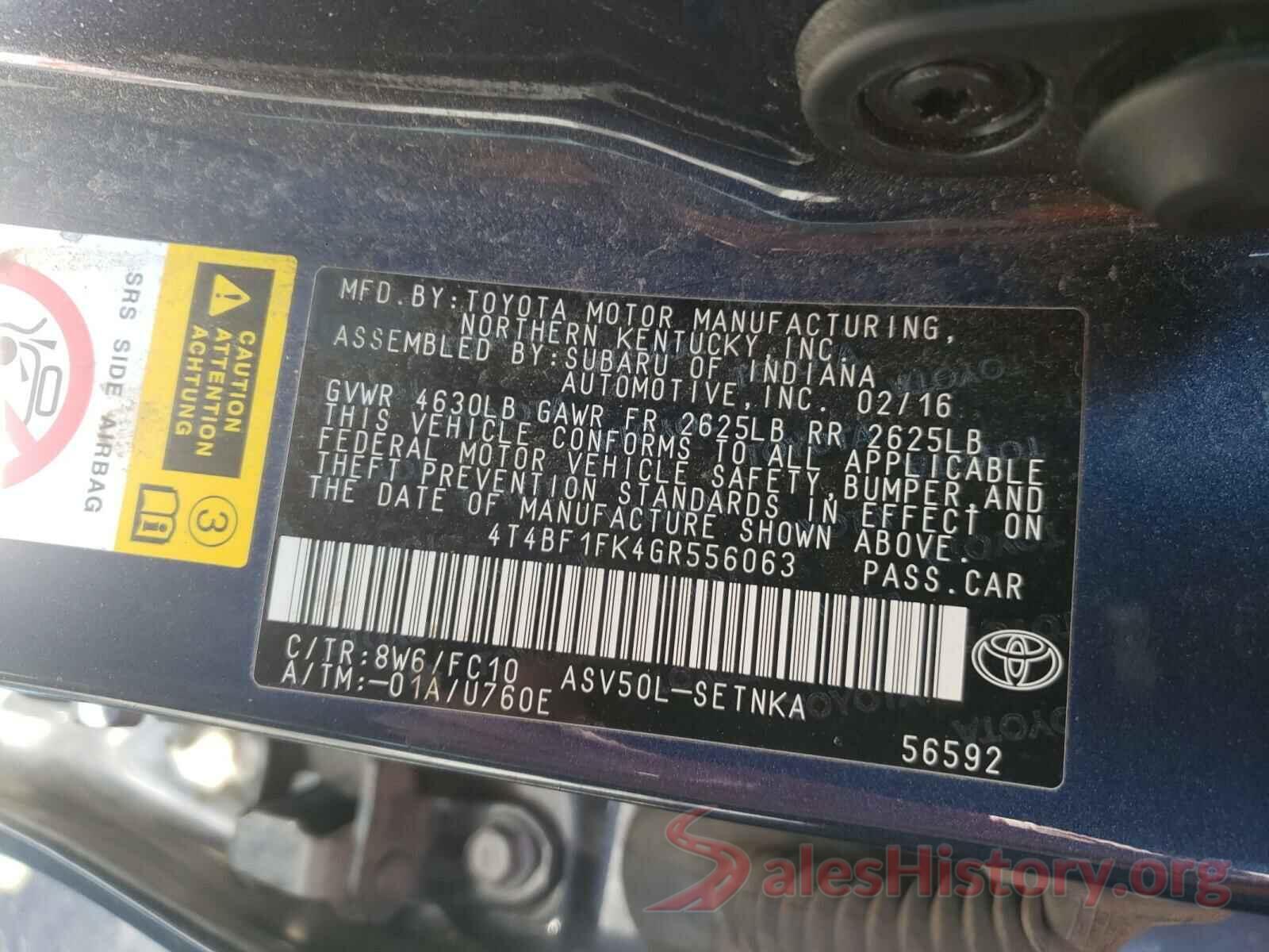 4T4BF1FK4GR556063 2016 TOYOTA CAMRY