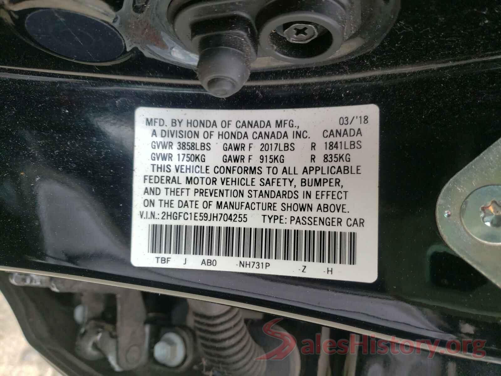 2HGFC1E59JH704255 2018 HONDA CIVIC