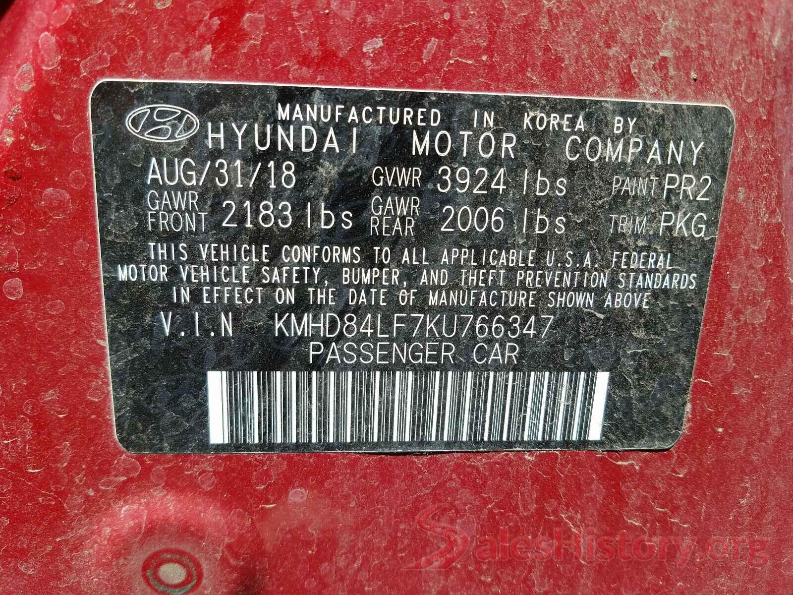 KMHD84LF7KU766347 2019 HYUNDAI ELANTRA