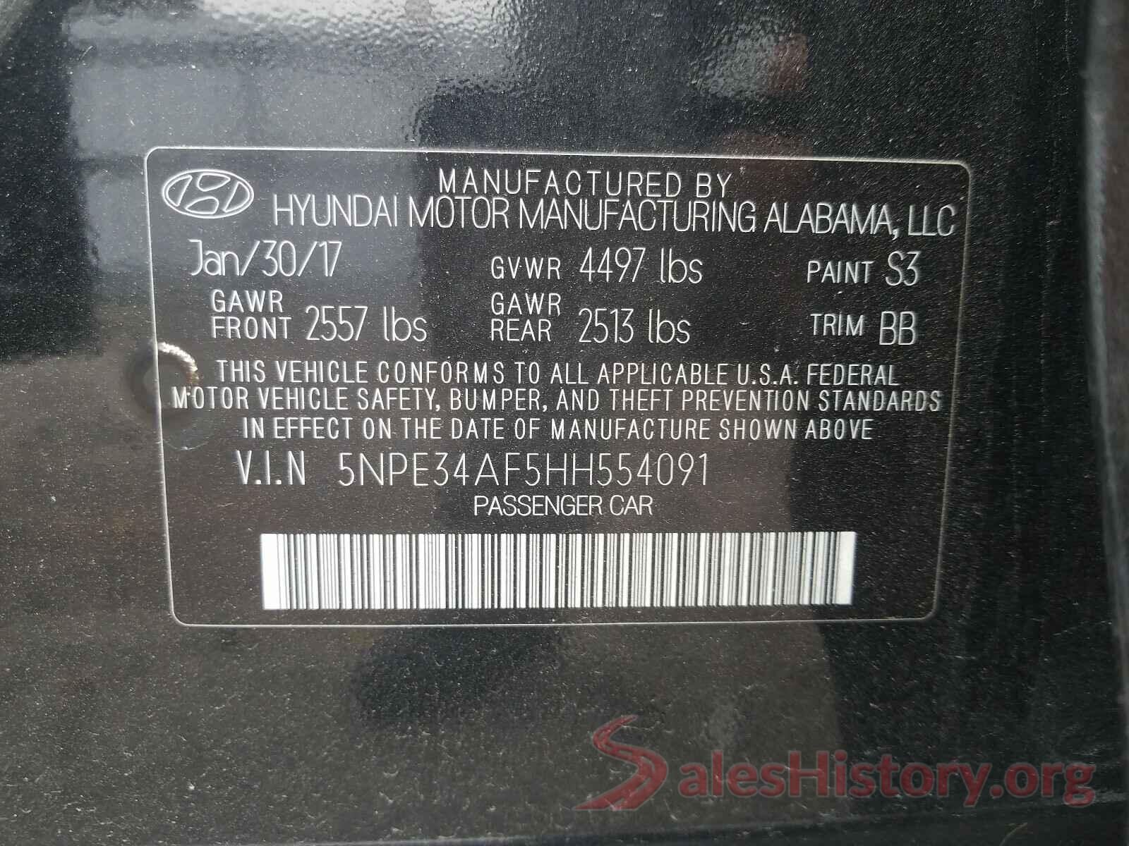 5NPE34AF5HH554091 2017 HYUNDAI SONATA