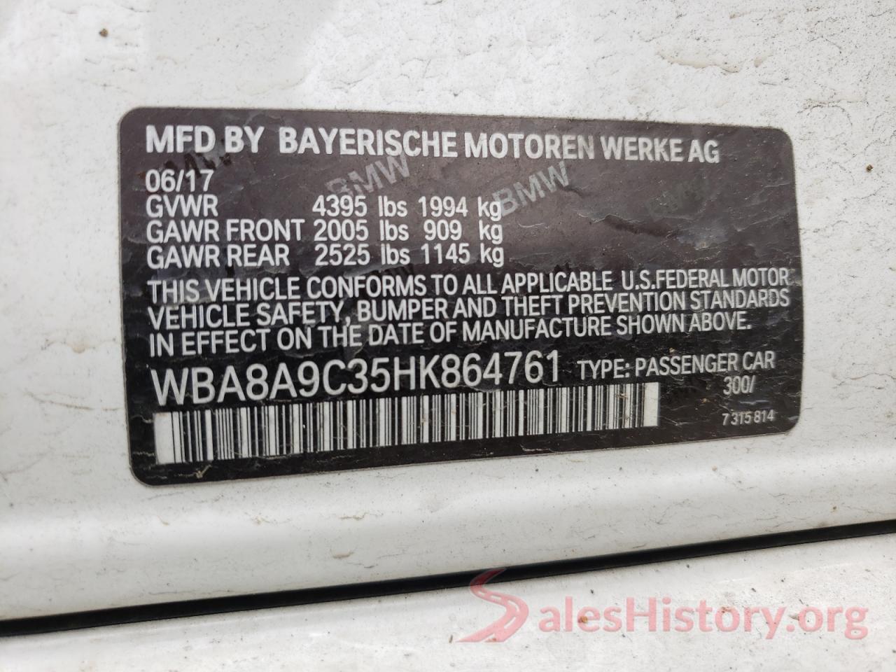 WBA8A9C35HK864761 2017 BMW 3 SERIES