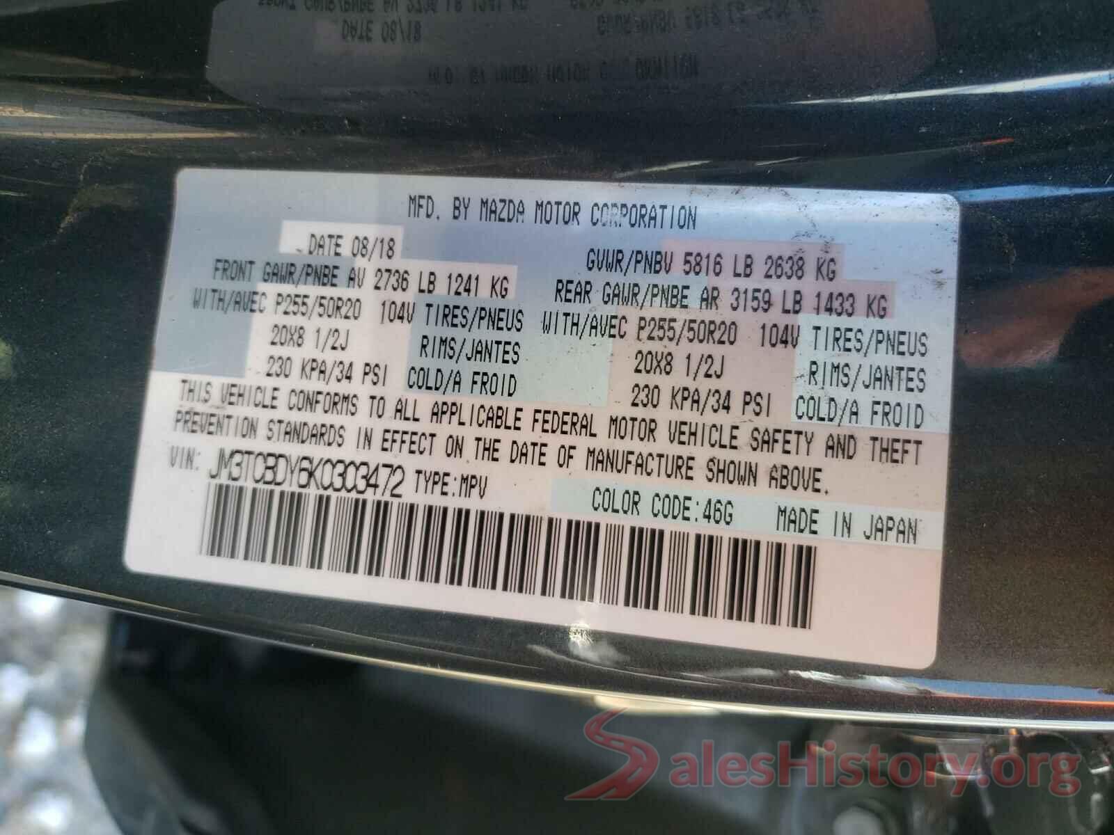 JM3TCBDY6K0303472 2019 MAZDA CX-9