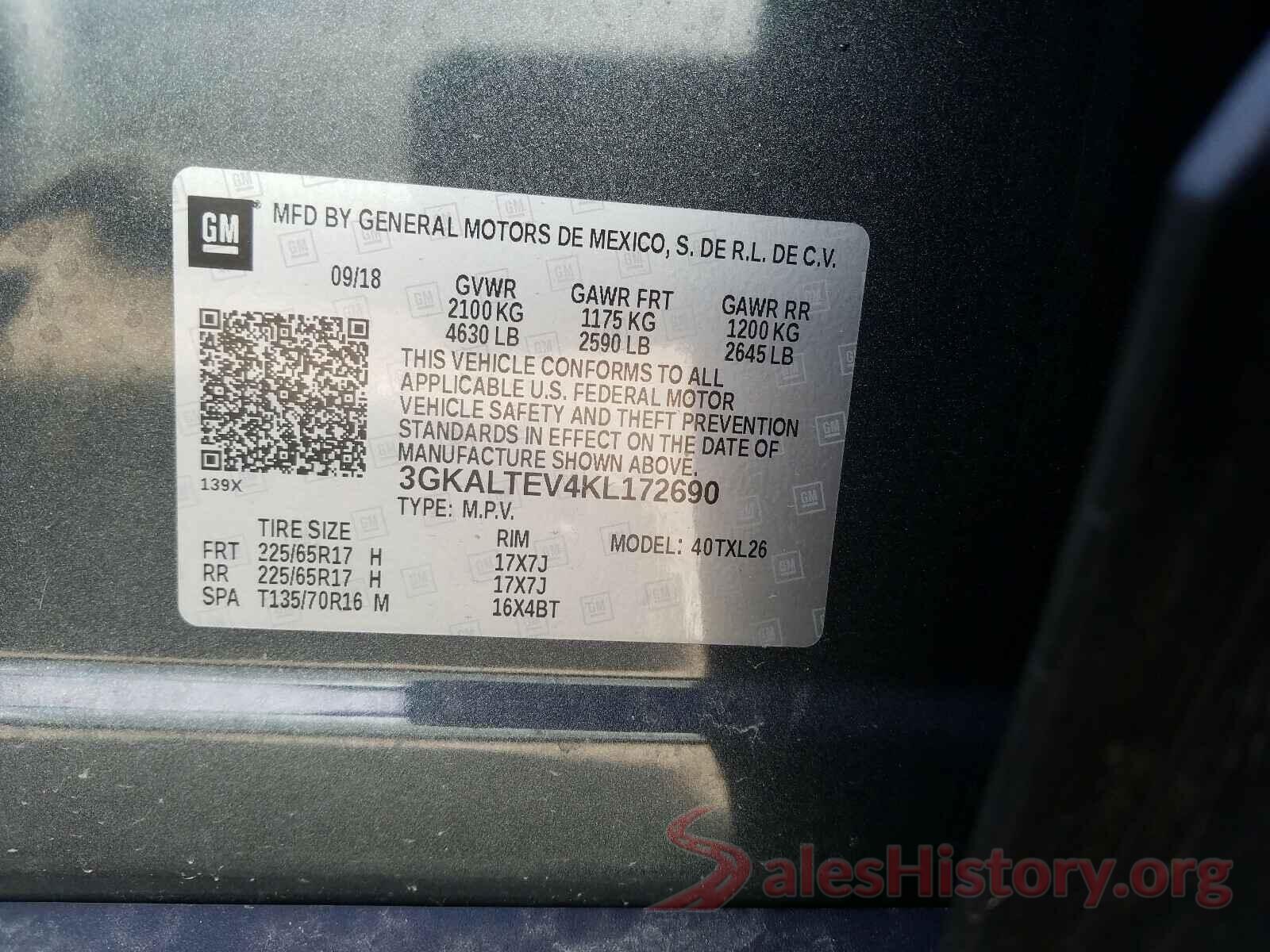 3GKALTEV4KL172690 2019 GMC TERRAIN