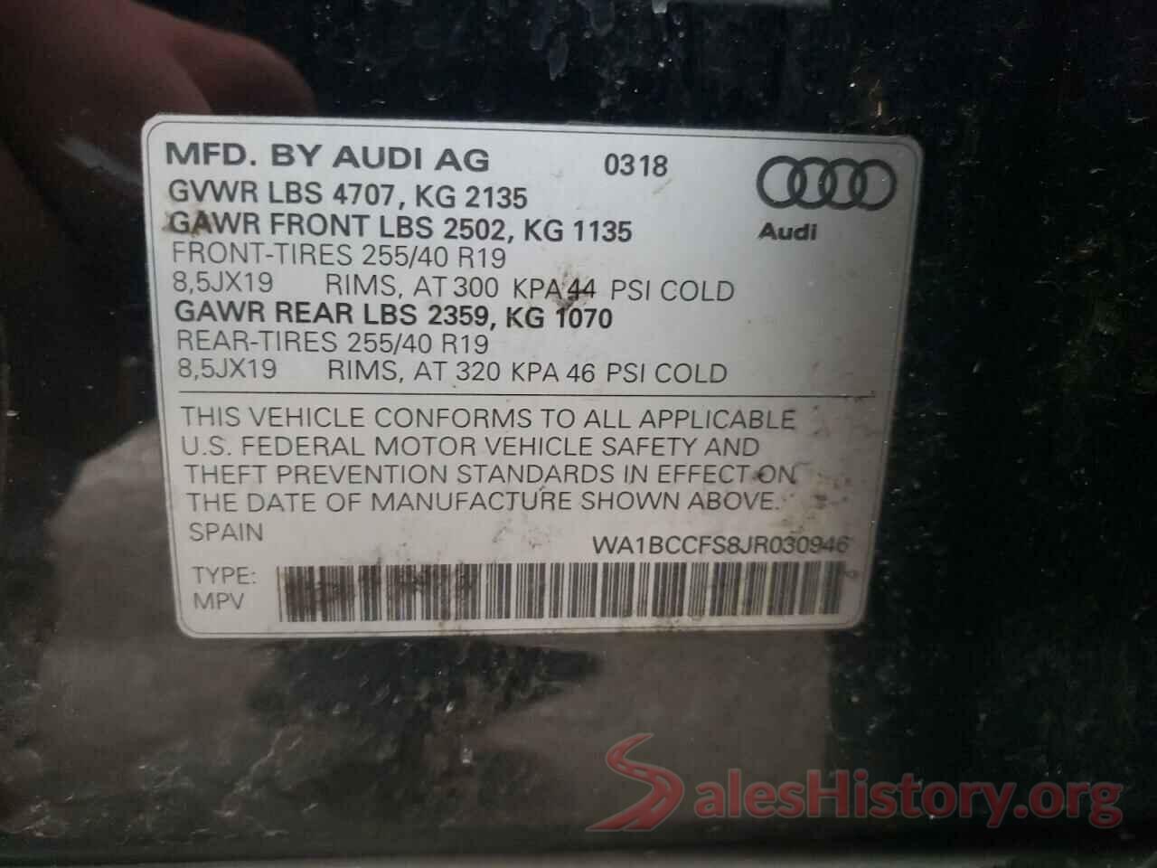 WA1BCCFS8JR030946 2018 AUDI Q3