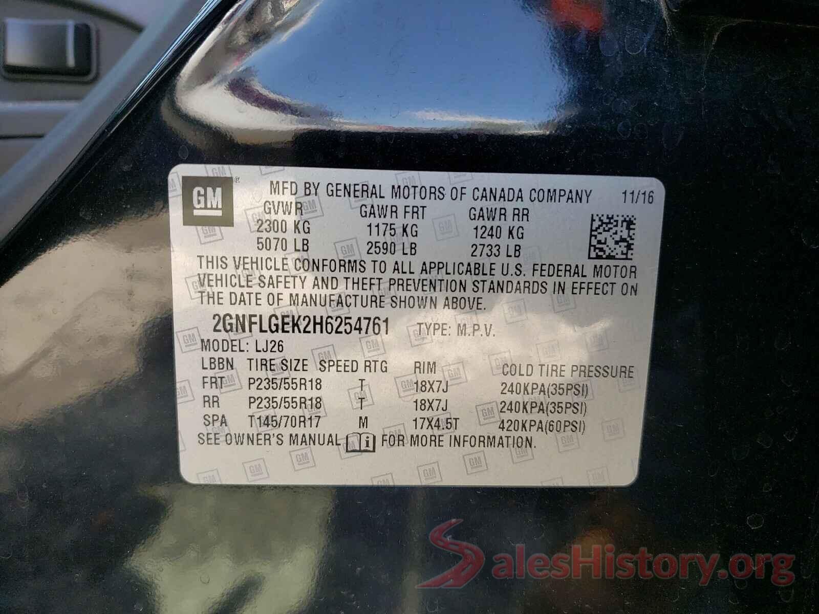 2GNFLGEK2H6254761 2017 CHEVROLET EQUINOX