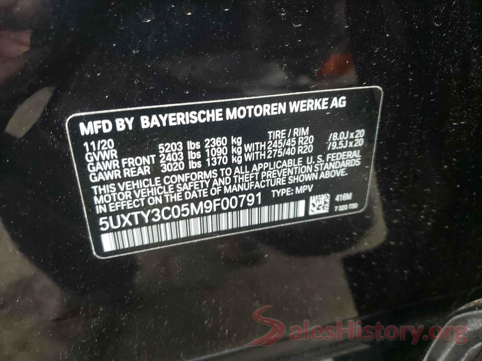 5UXTY3C05M9F00791 2021 BMW X3