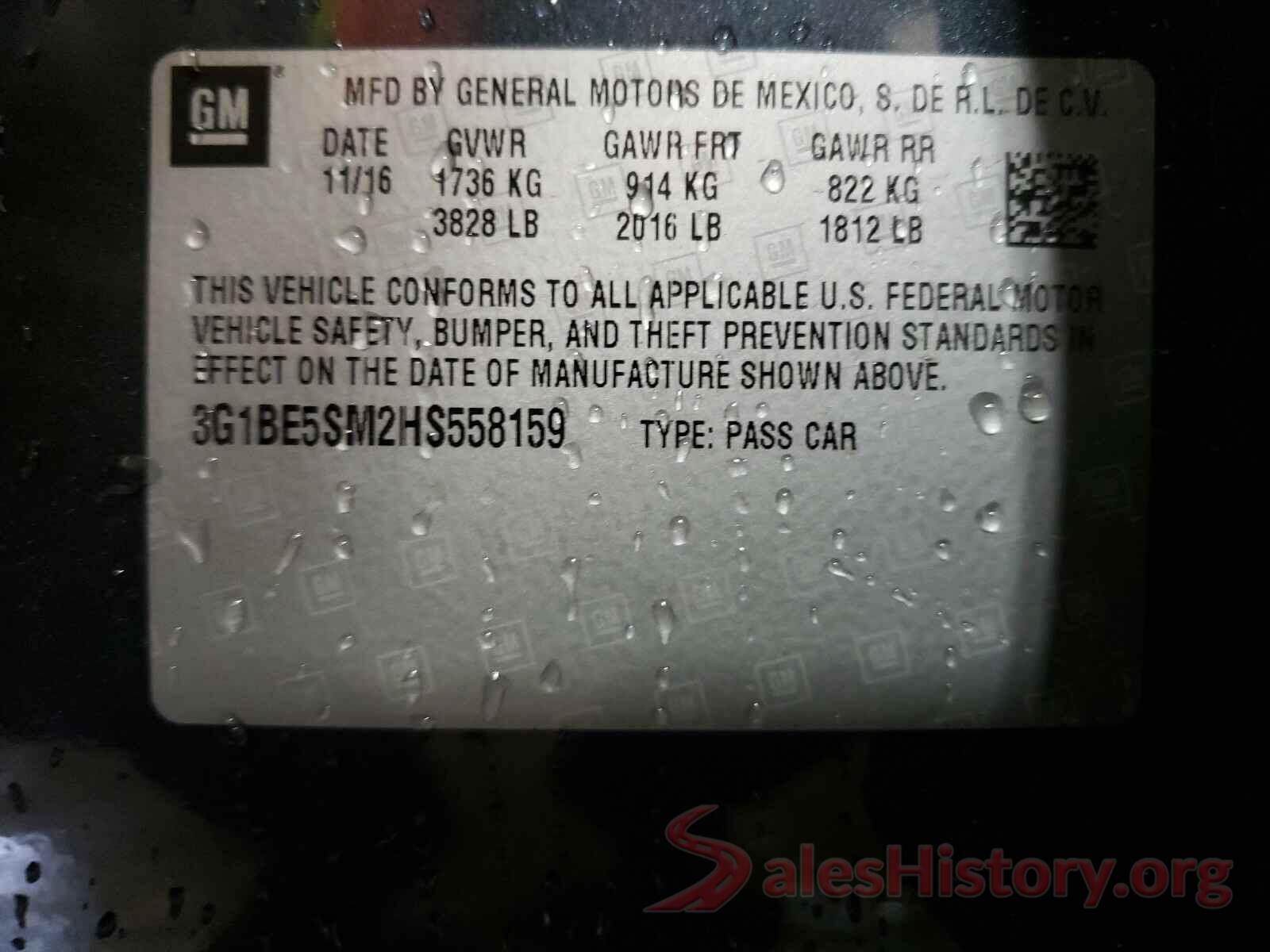 3G1BE5SM2HS558159 2017 CHEVROLET CRUZE