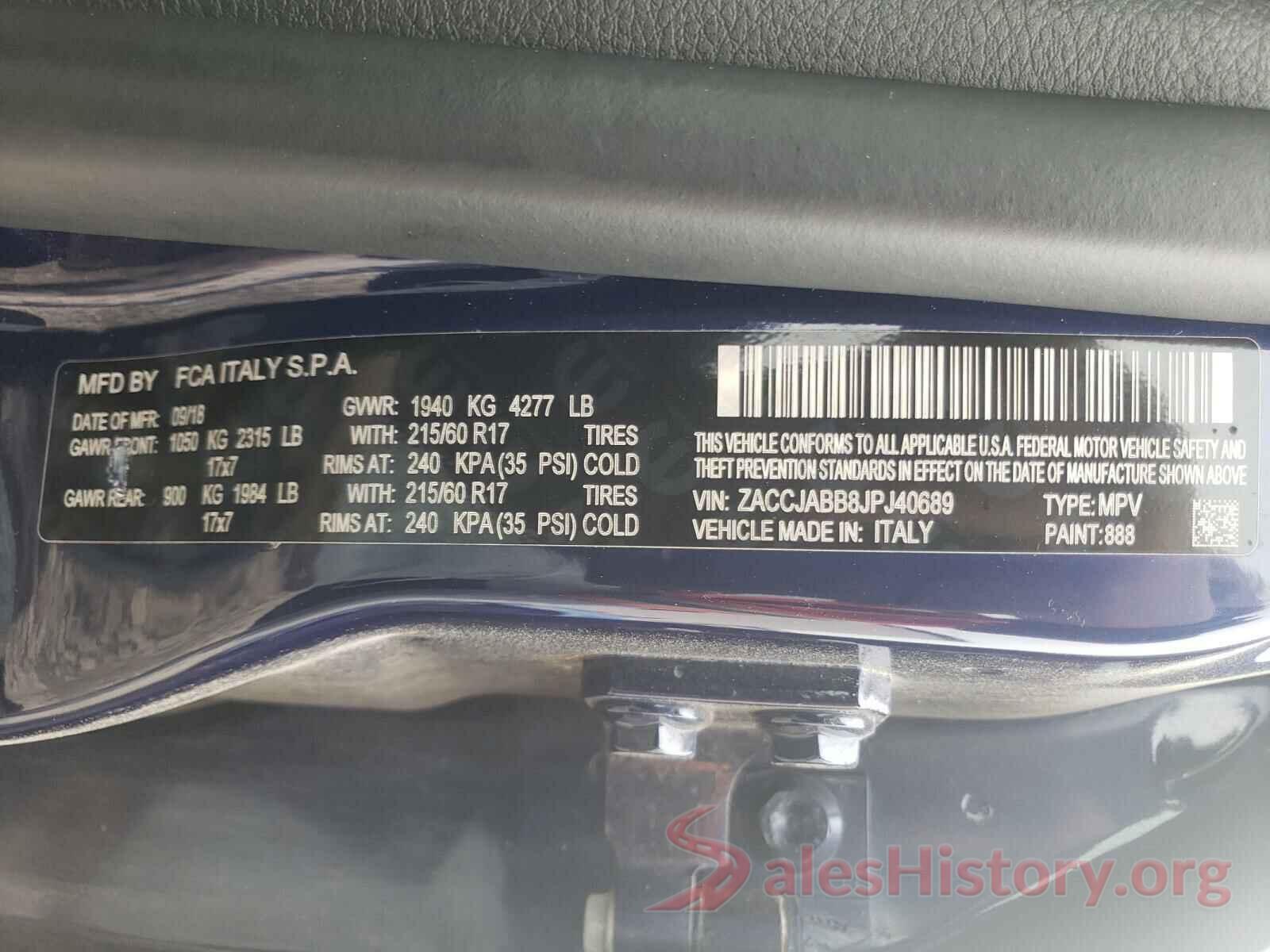 ZACCJABB8JPJ40689 2018 JEEP RENEGADE