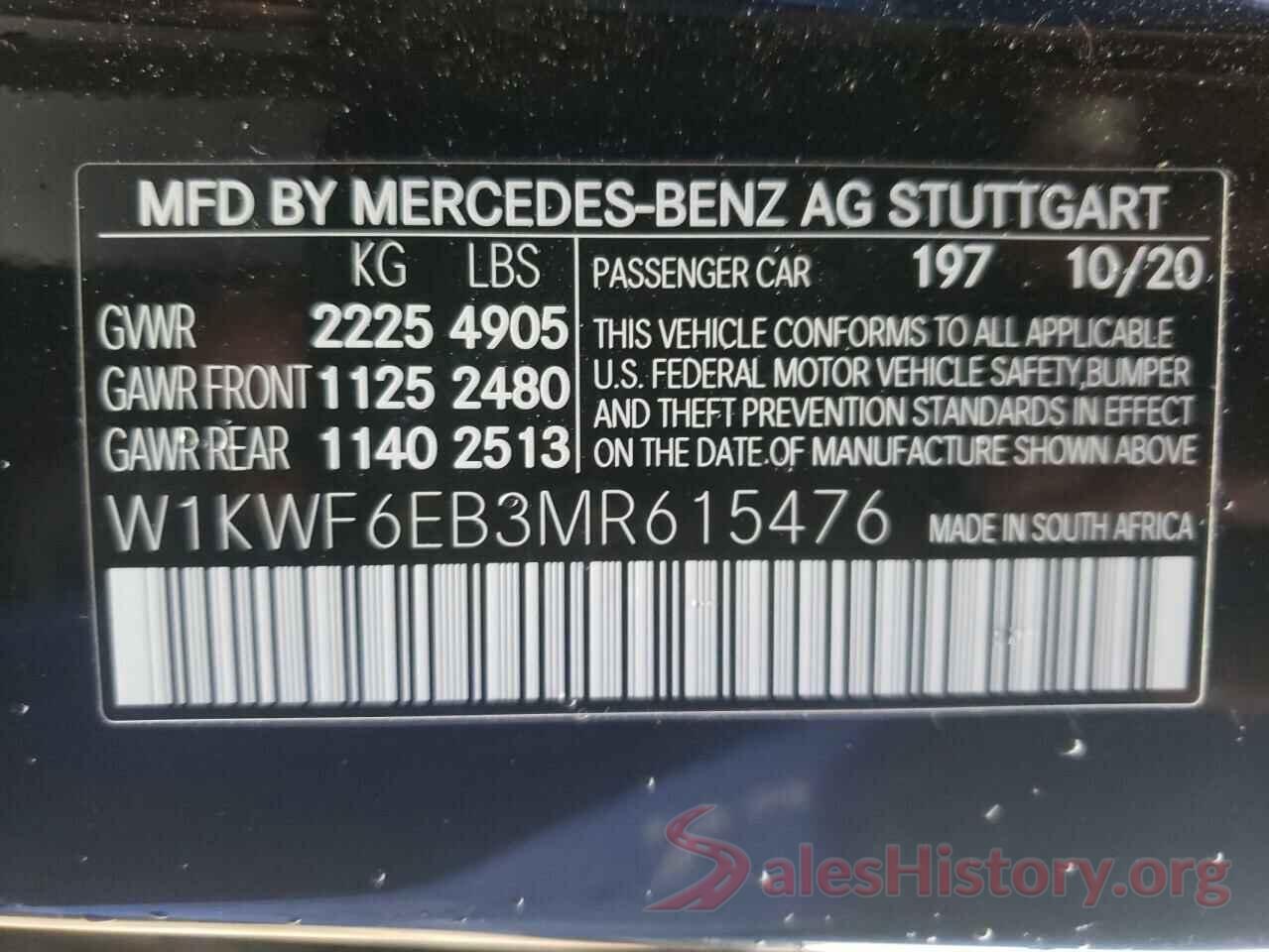 W1KWF6EB3MR615476 2021 MERCEDES-BENZ C-CLASS