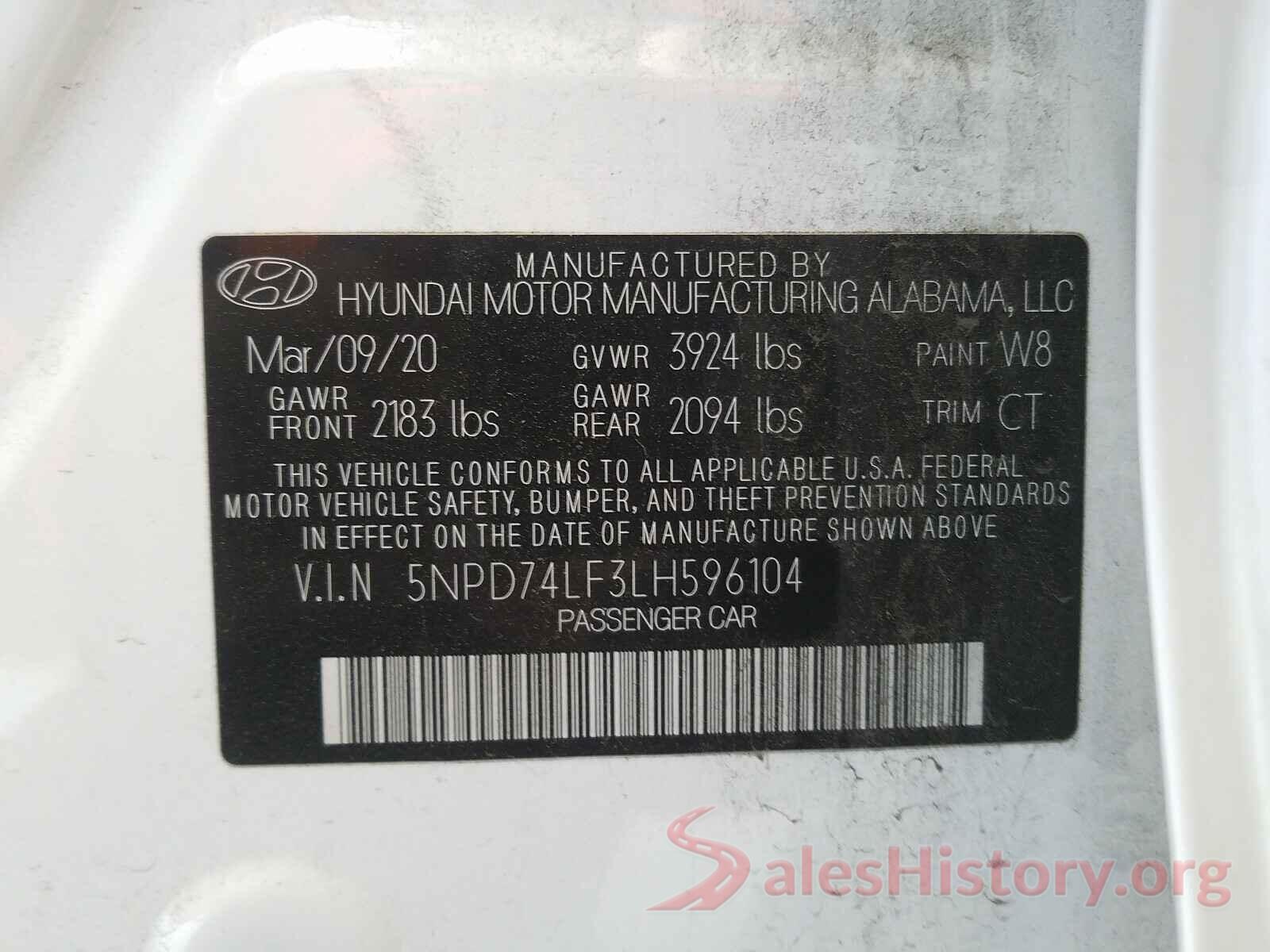 5NPD74LF3LH596104 2020 HYUNDAI ELANTRA