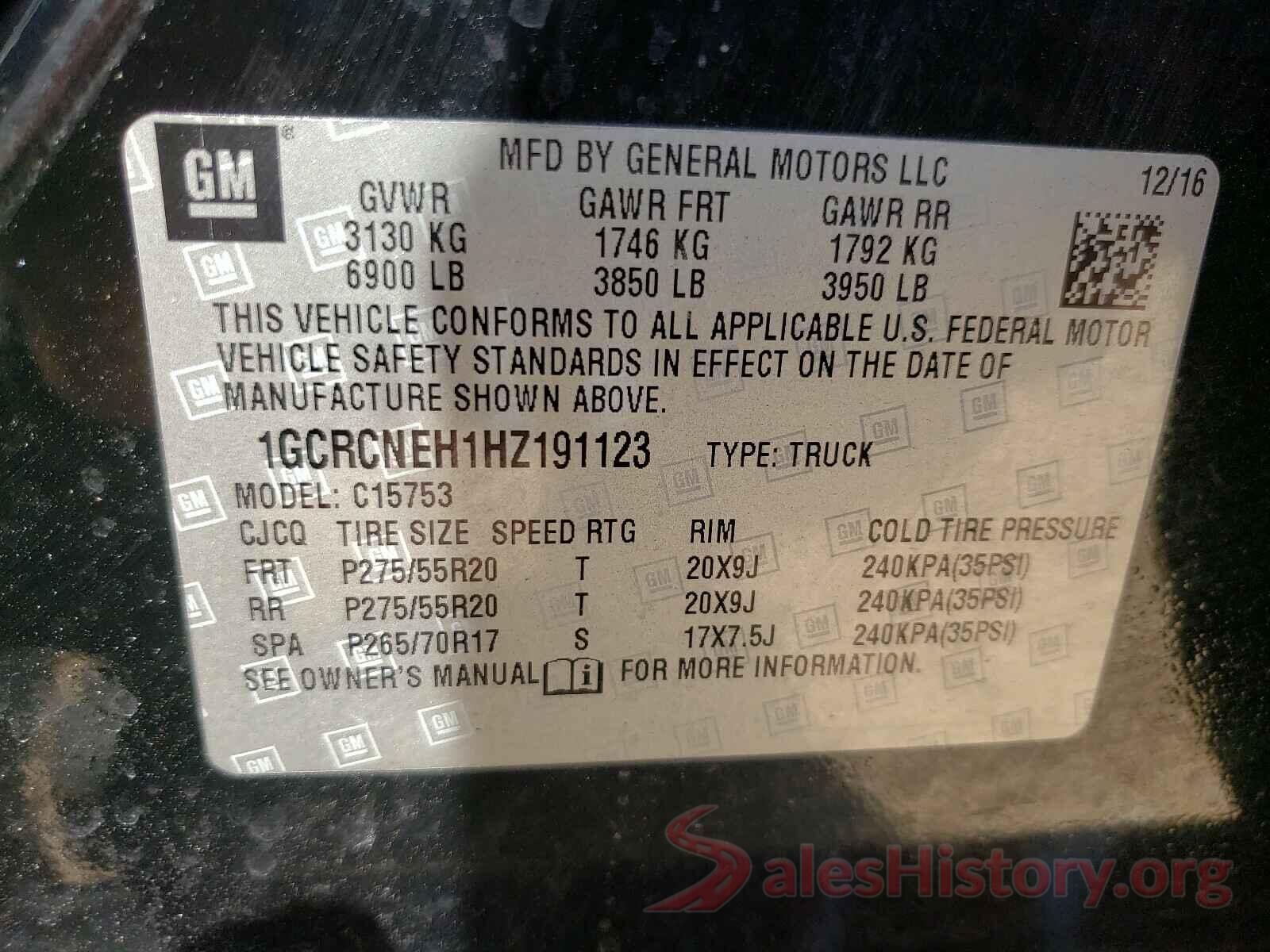 1GCRCNEH1HZ191123 2017 CHEVROLET SILVERADO