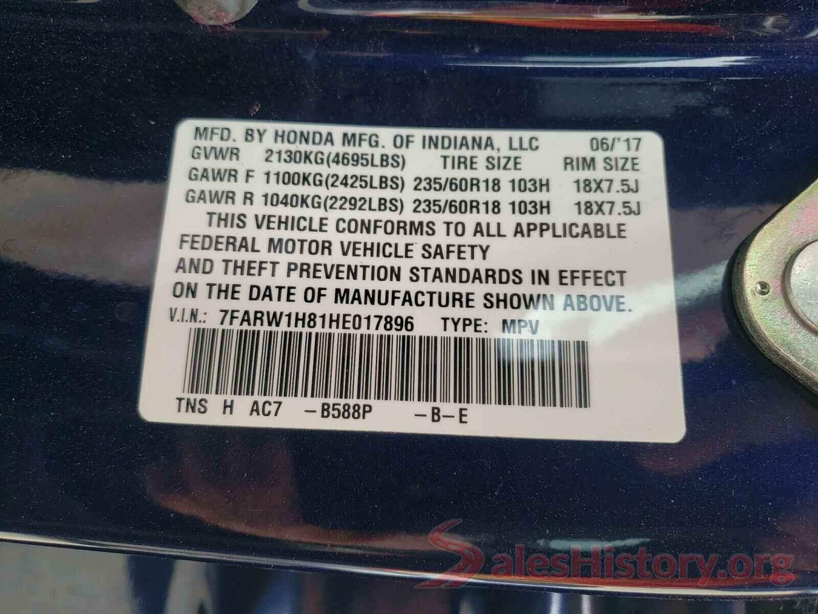 7FARW1H81HE017896 2017 HONDA CRV